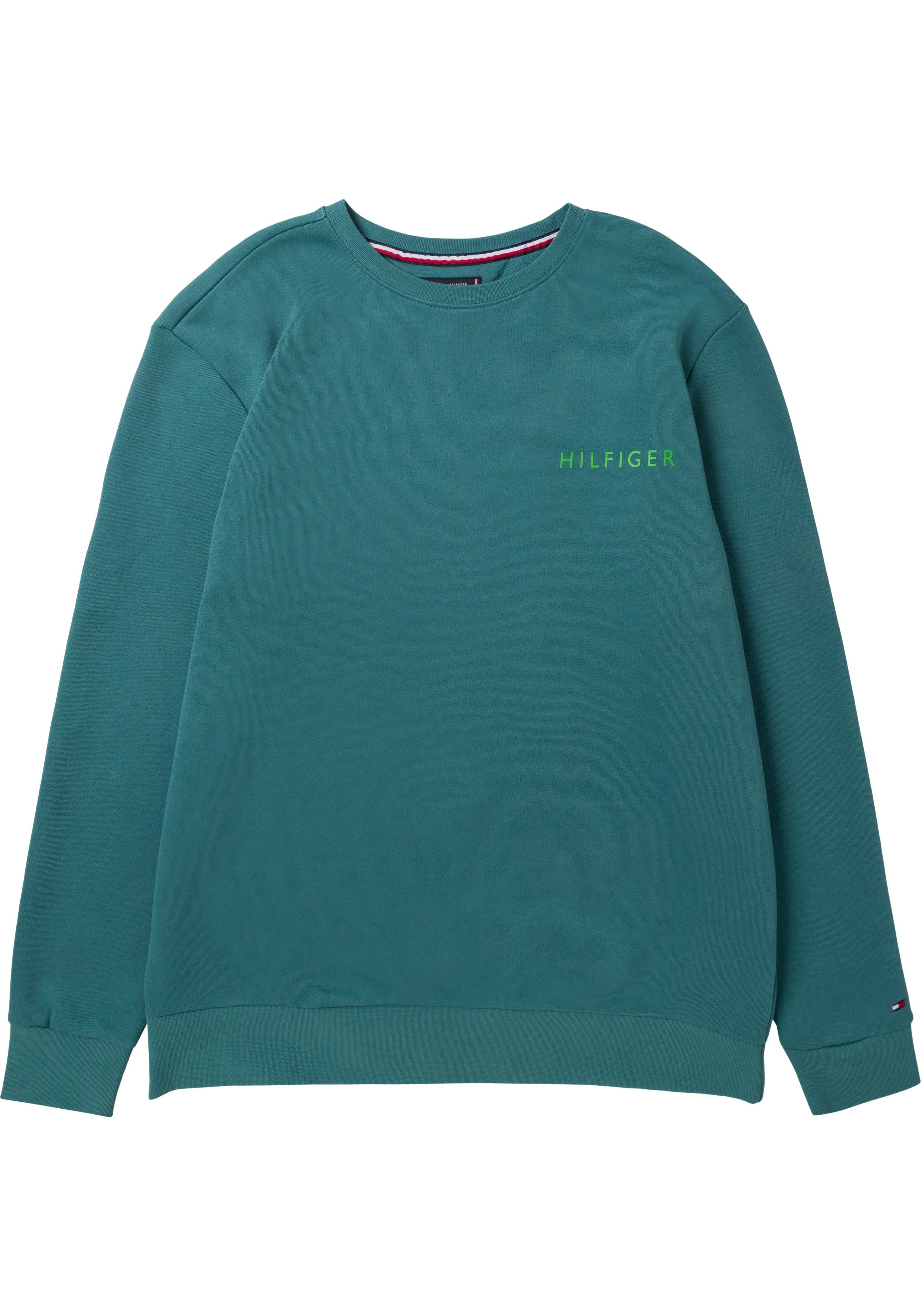 Big (1-tlg) BT-POP & Hilfiger Ärmel mit Sweater Tall Green Sweatshirt Tommy Stickerei Tommy COLOR Frosted am Hilfiger unteren