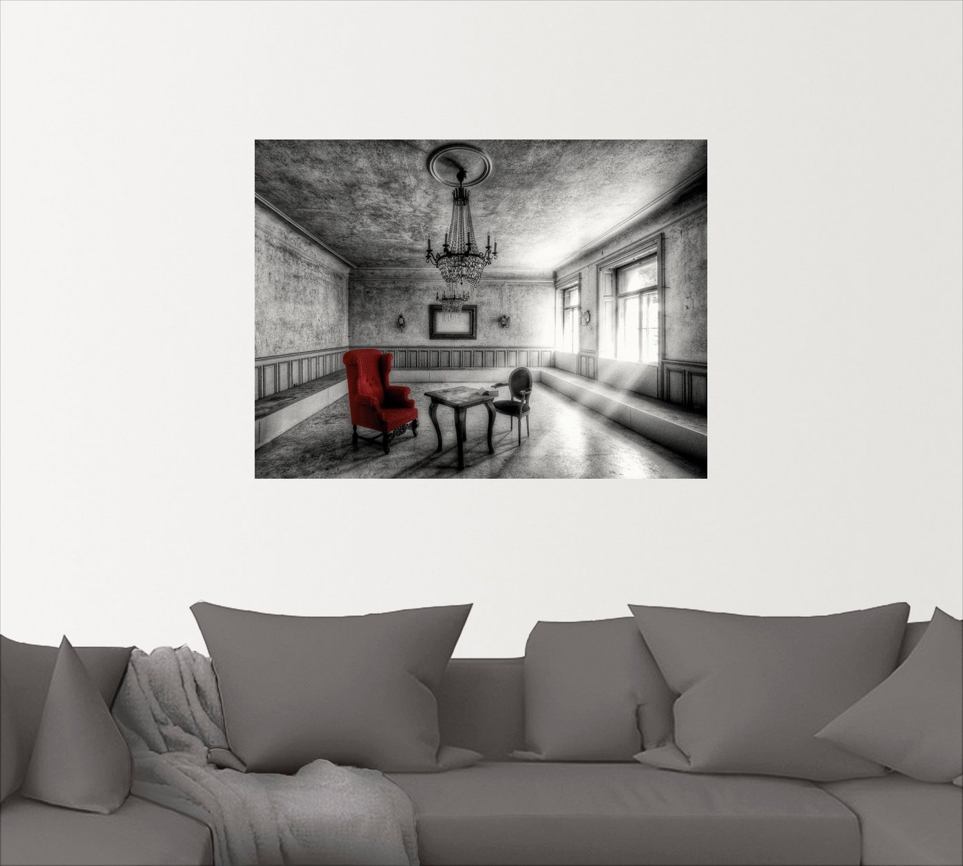 Artland Wandbild »Lost Place - Roter Sessel«, Architektonische Elemente (1 Stück), in vielen Größen & Produktarten - Alubild / Outdoorbild für den Außenbereich, Leinwandbild, Poster, Wandaufkleber / Wandtattoo auch für Badezimmer geeignet-HomeTrends