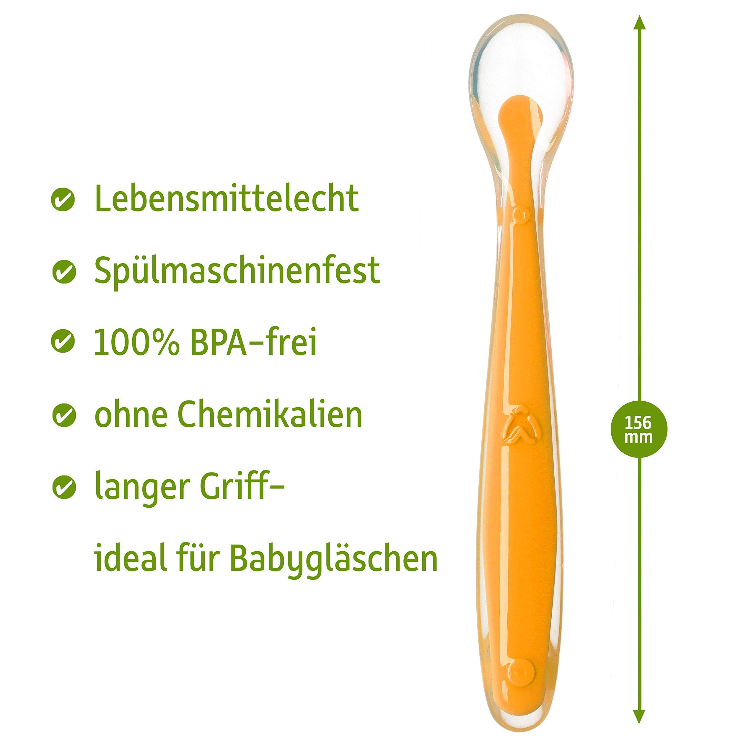 BabyHerz Kinderlöffel Baby Löffel Set 5 Stück, Perfekt für Kleinkinder zum Essen lernen, Bunt, weich, sicher – Idealer Löffelspaß für die ersten Brei-Momente – Bild 5 von 5