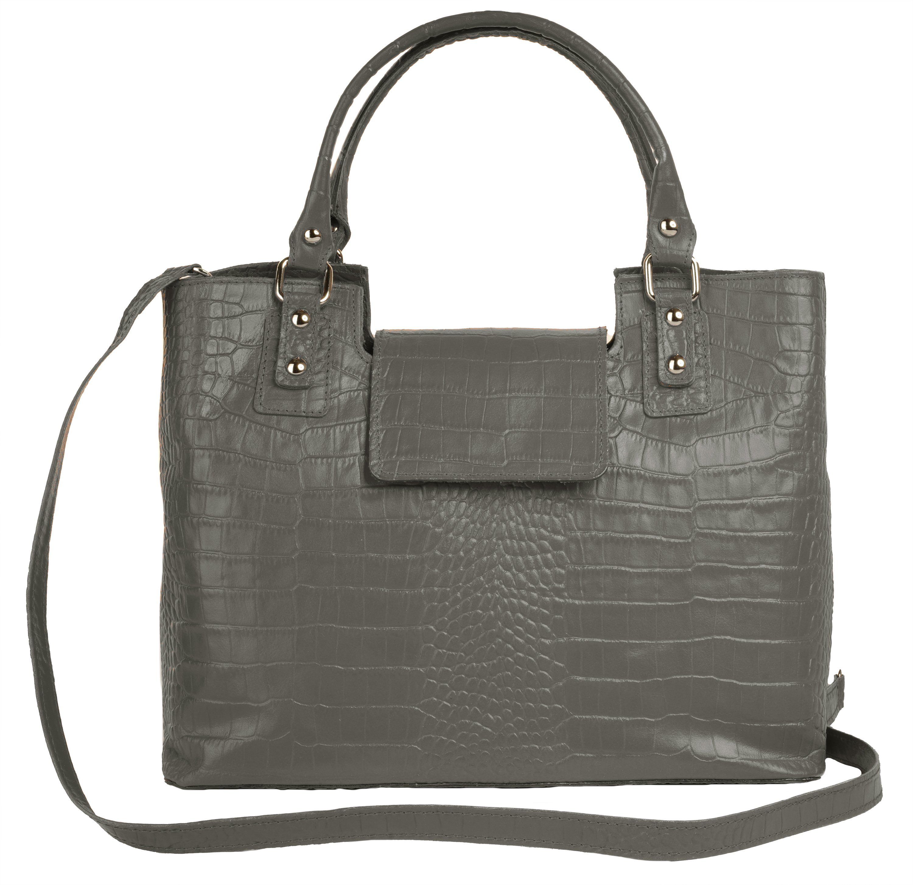 Cluty Henkeltasche, echt Leder, Made in grau Italy