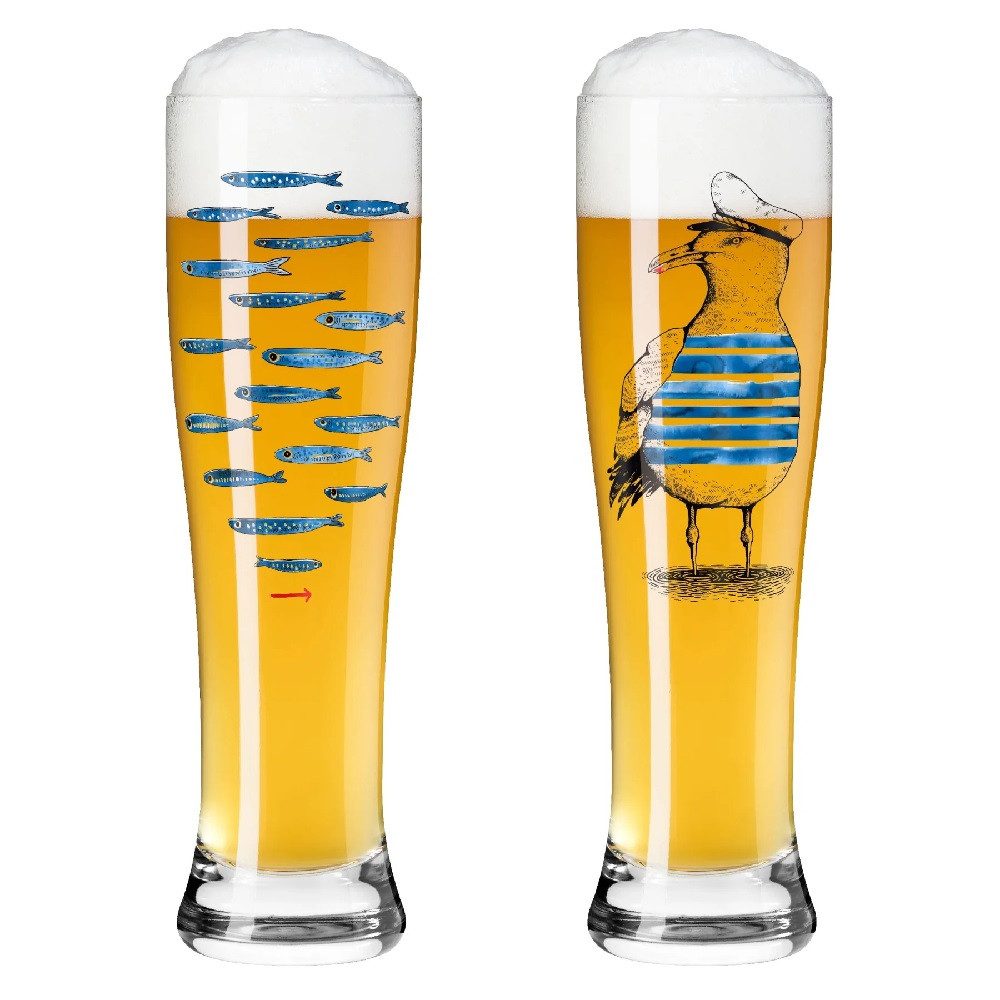 Ritzenhoff Bierglas Ritzenhoff Brauchzeit Weizen 2er #13 #14 D. Garreton H22, Kristallglas