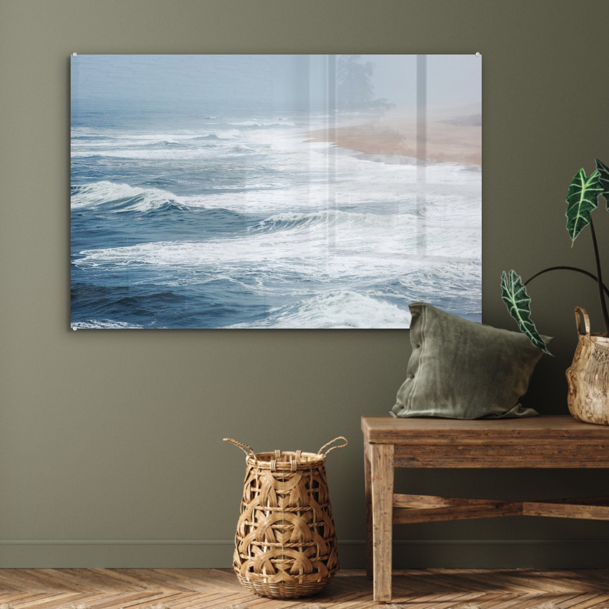Schlafzimmer Wellen Acrylglasbilder & Strand, Acrylglasbild St), MuchoWow Wohnzimmer Meer - Wasser - (1 -