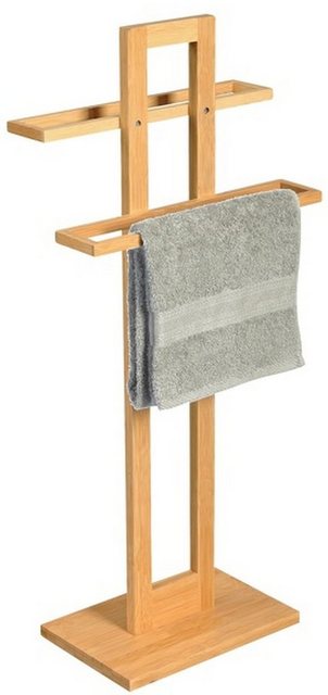 MSV Handtuchhalter “Handtuchständer Bambus 2-armig”, natürlicher Bambus, mit 2 Armen, 37 x 25 x 85 cm