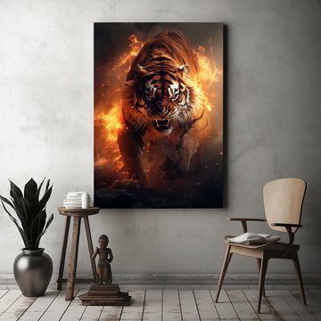 Hustling Sharks Leinwandbild Tiger-Bild als XXL Leinwandbild "Fire Tiger I" - exklusives Tierbild, in 7 unterschiedichen Größen verfügbar