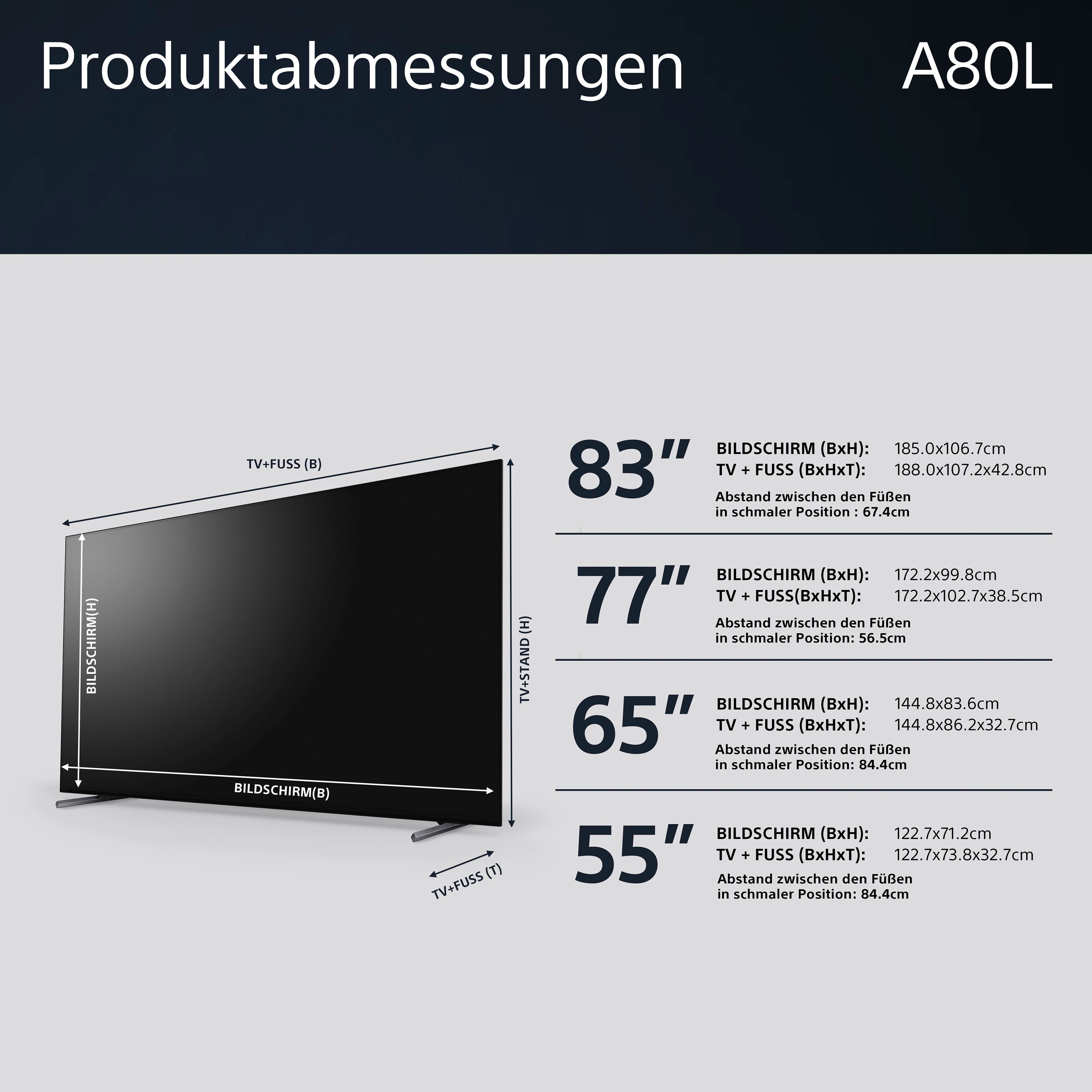 exklusiven (164 TV, CORE, XR-65A80L HD, Ultra TV, PS5-Features) BRAVIA TRILUMINOS OLED-Fernseher mit Zoll, Smart-TV, cm/65 Sony Google Android PRO, 4K Smart-TV,