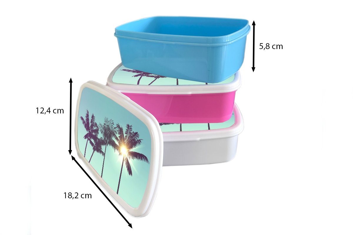 Kunststoff Sommer (2-tlg), Snackbox, Sonne, Lunchbox Brotbox Brotdose - Palmen Kinder, rosa für Erwachsene, Mädchen, - Kunststoff, MuchoWow