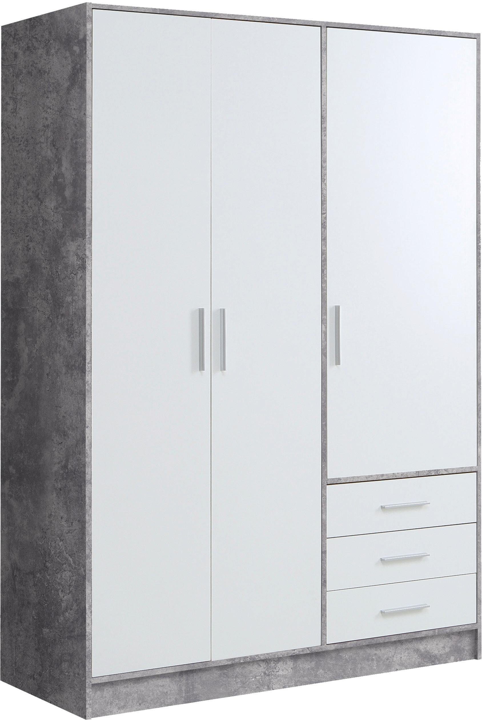 FORTE Kleiderschrank Jupiter, Made in Europe, mit Schubladen viel Stauraum, 2 Breiten und 4 Farben