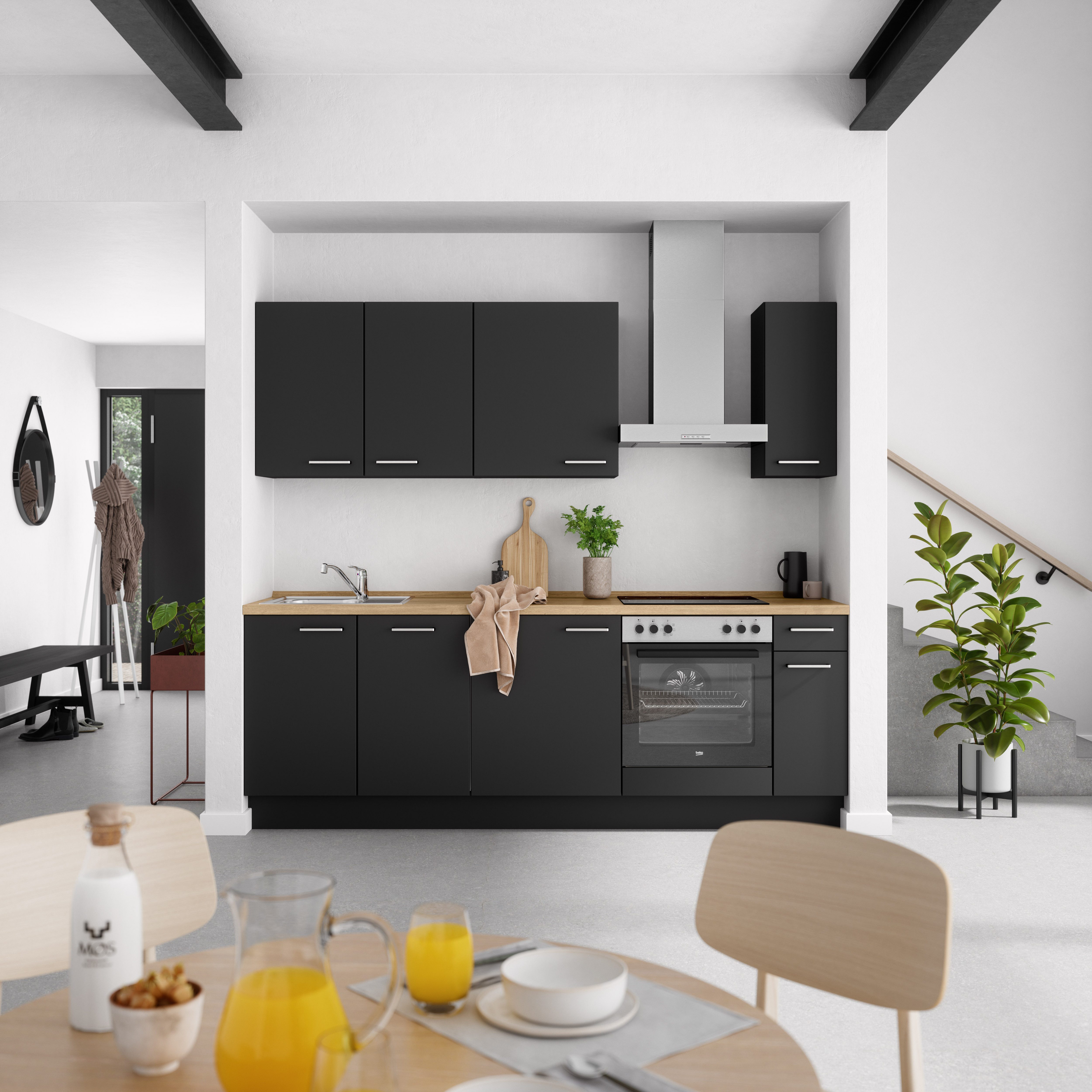 nobilia® Küchenzeile "Touch I", NEU: individuell anpassbar mit gratis Profi-Beratung, vormontiert, Breite 240 cm, Ausrichtung wählbar, wahlw. mit E-Geräten