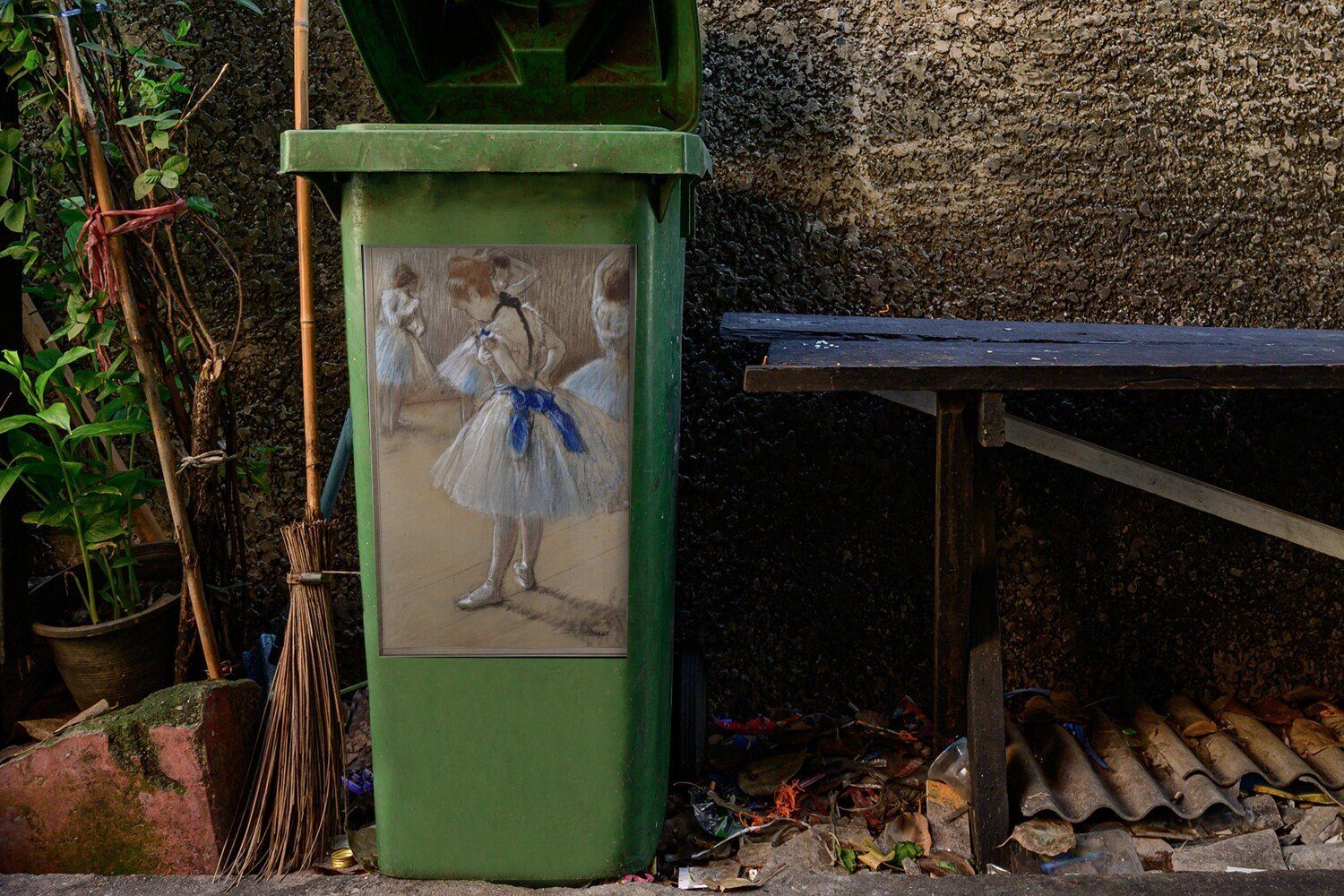 MuchoWow Wandsticker Tänzerin Degas - Container, (1 Edgar von St), Abfalbehälter Mülleimer-aufkleber, Sticker, Mülltonne, Gemälde