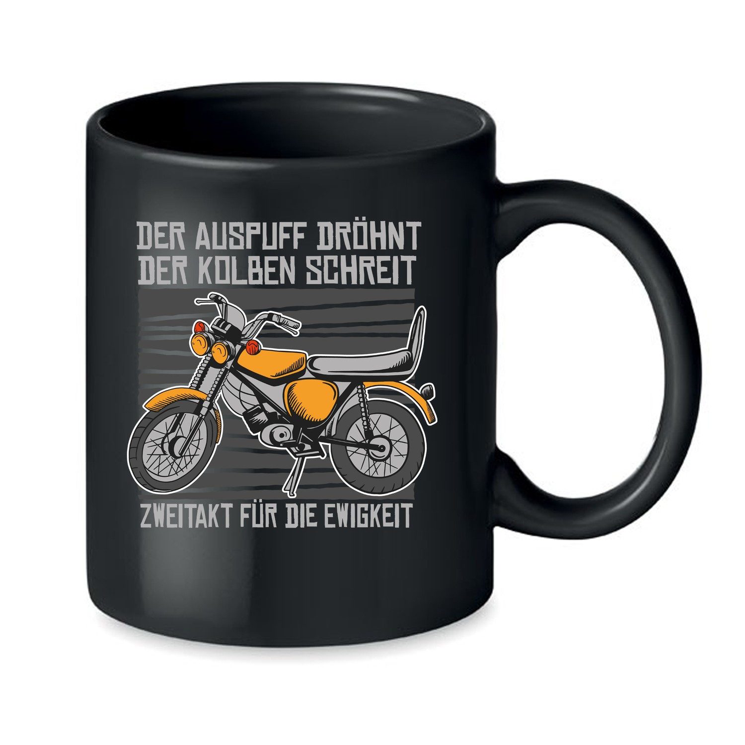 Blondie & Brownie Tasse Zweitakt Tasse Simson Motorrad Zweirad Vater Mann Print Kultbecher Fun, 1-tlg., Keramik, Zweitakt Tasse Kolbenklang Edition Classic