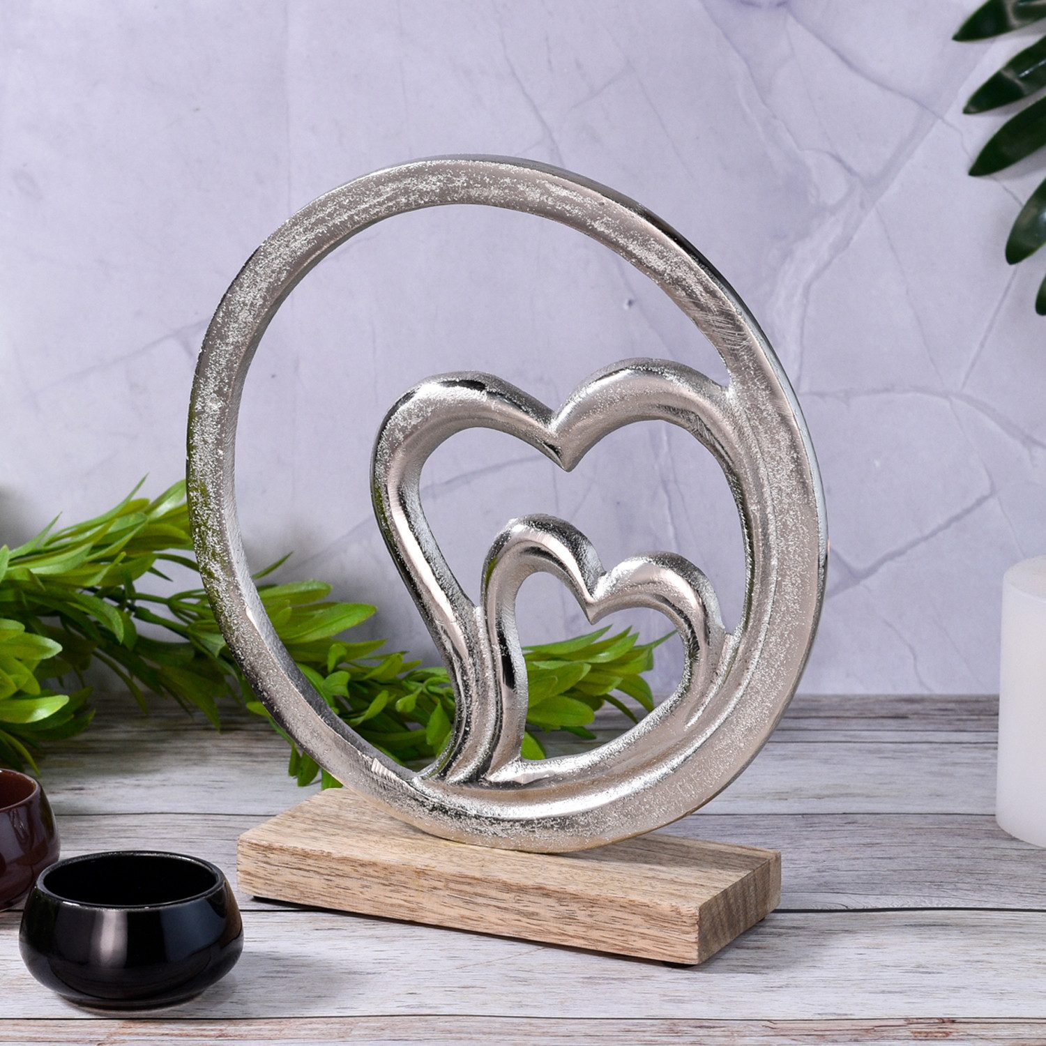 Marrakesch Orient & Mediterran Interior Dekoobjekt Figurine décorative « Love » - Amour argenté -11- (1 St)
