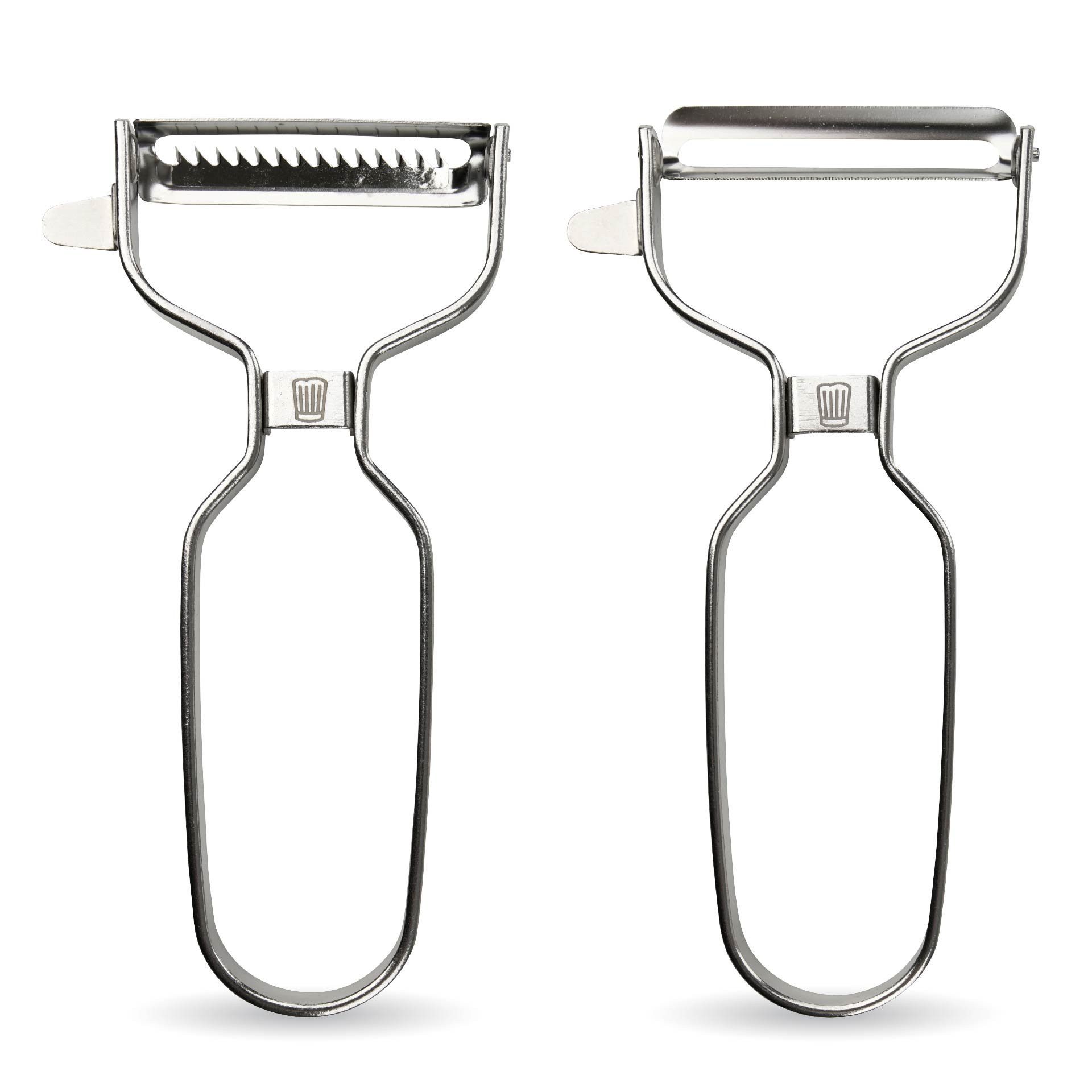 Chefkoch trifft Fackelmann Sparschäler Premium Schäler-Set, Edelstahl – Für Links- & Rechtshänder