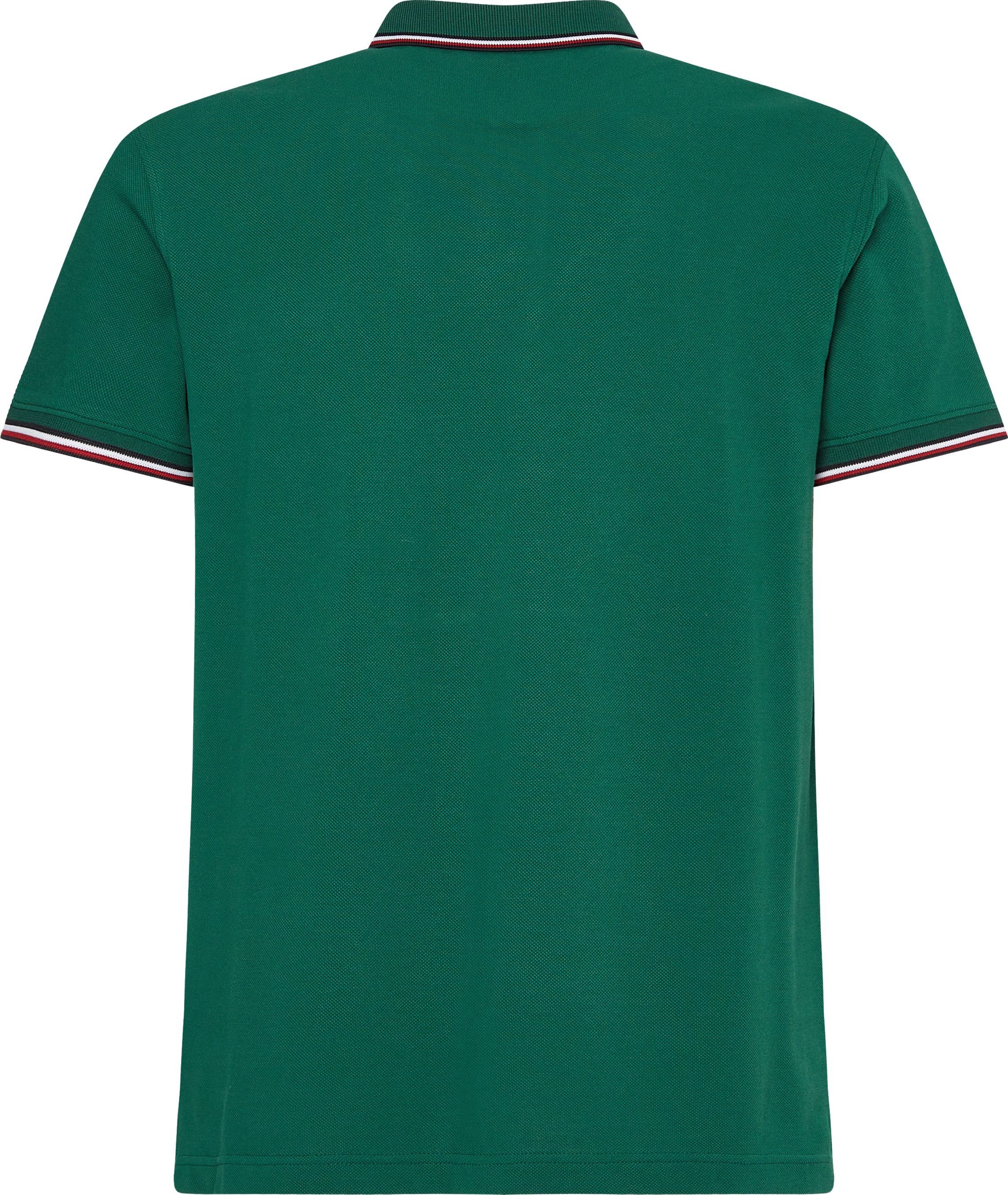 Tommy Hilfiger Poloshirt TIPPED grün Ärmel Kragen am Details und RWB mit kontrastfarbenen POLO 1985 SLIM