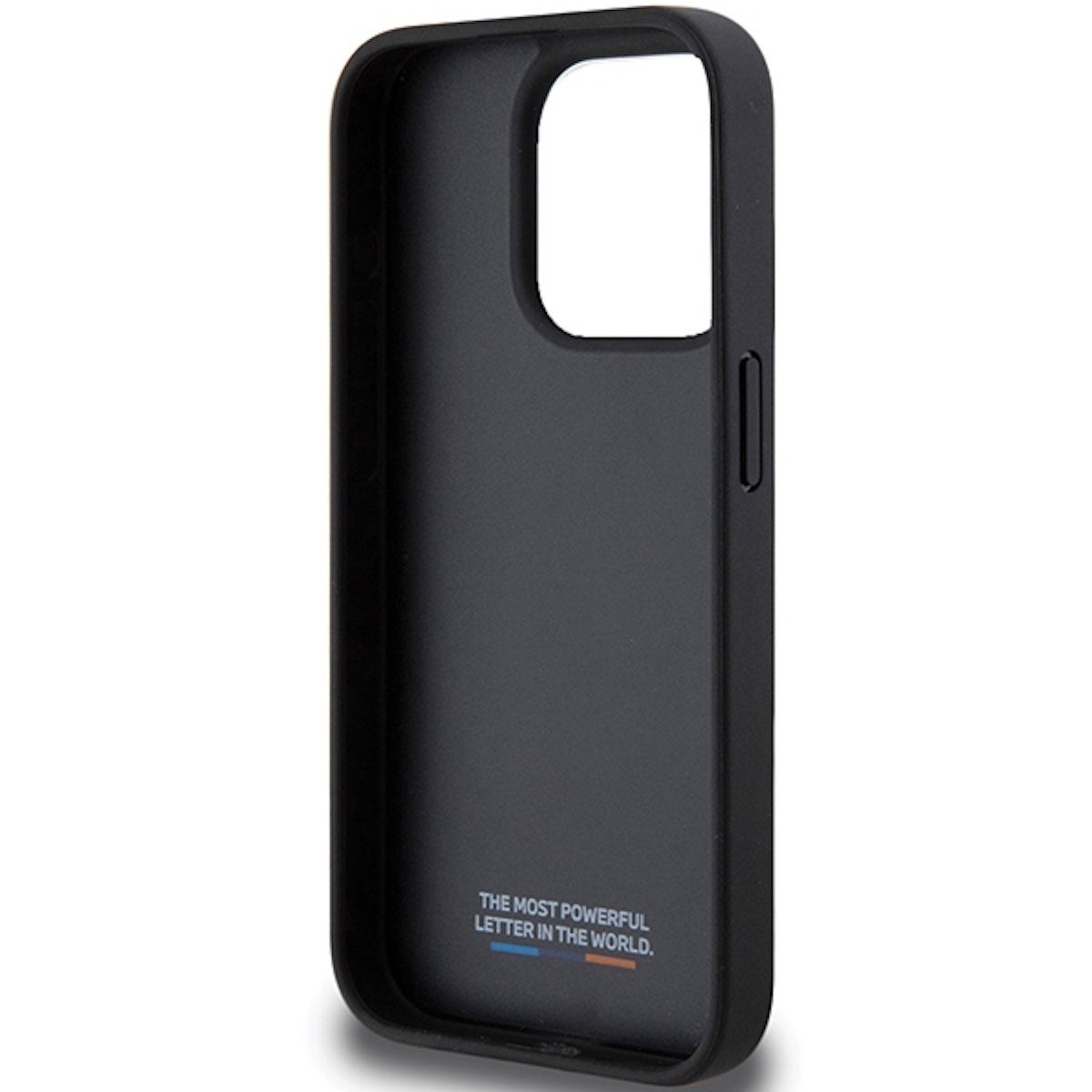 BMW Handyhülle BMW Apple iPhone 15 Pro Carbon Perforated Hardcase Tricolor M Line