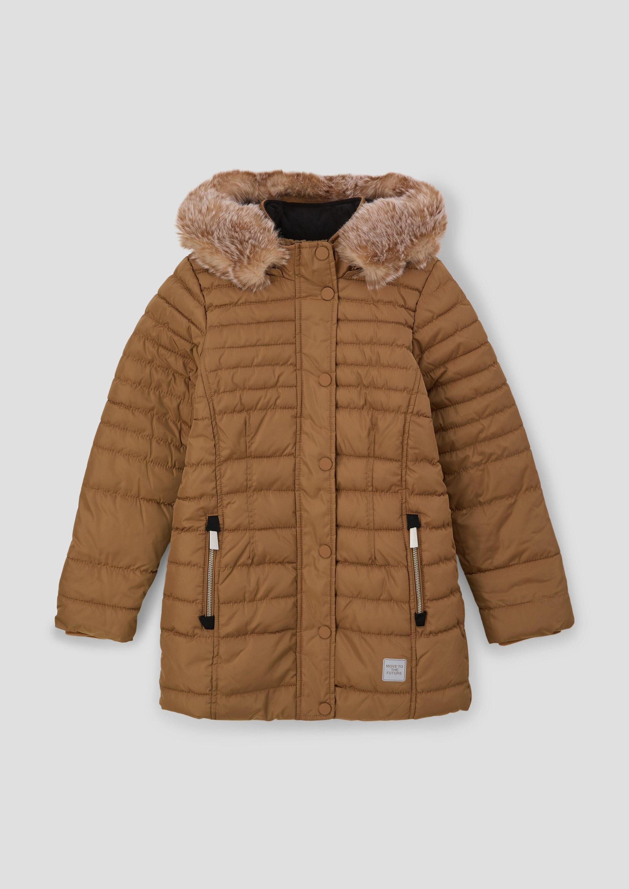 s.Oliver Wintermantel Outdoor-Mantel Steppjacke mit Kunstfellblende