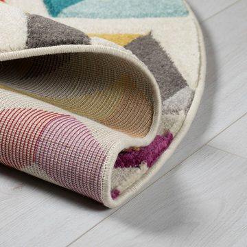 Teppich Bolero, FLAIR RUGS, rund, Höhe: 10 mm, fußbodenheizungsgeeignet, geometrisches Muster, gemustert, Zickzack