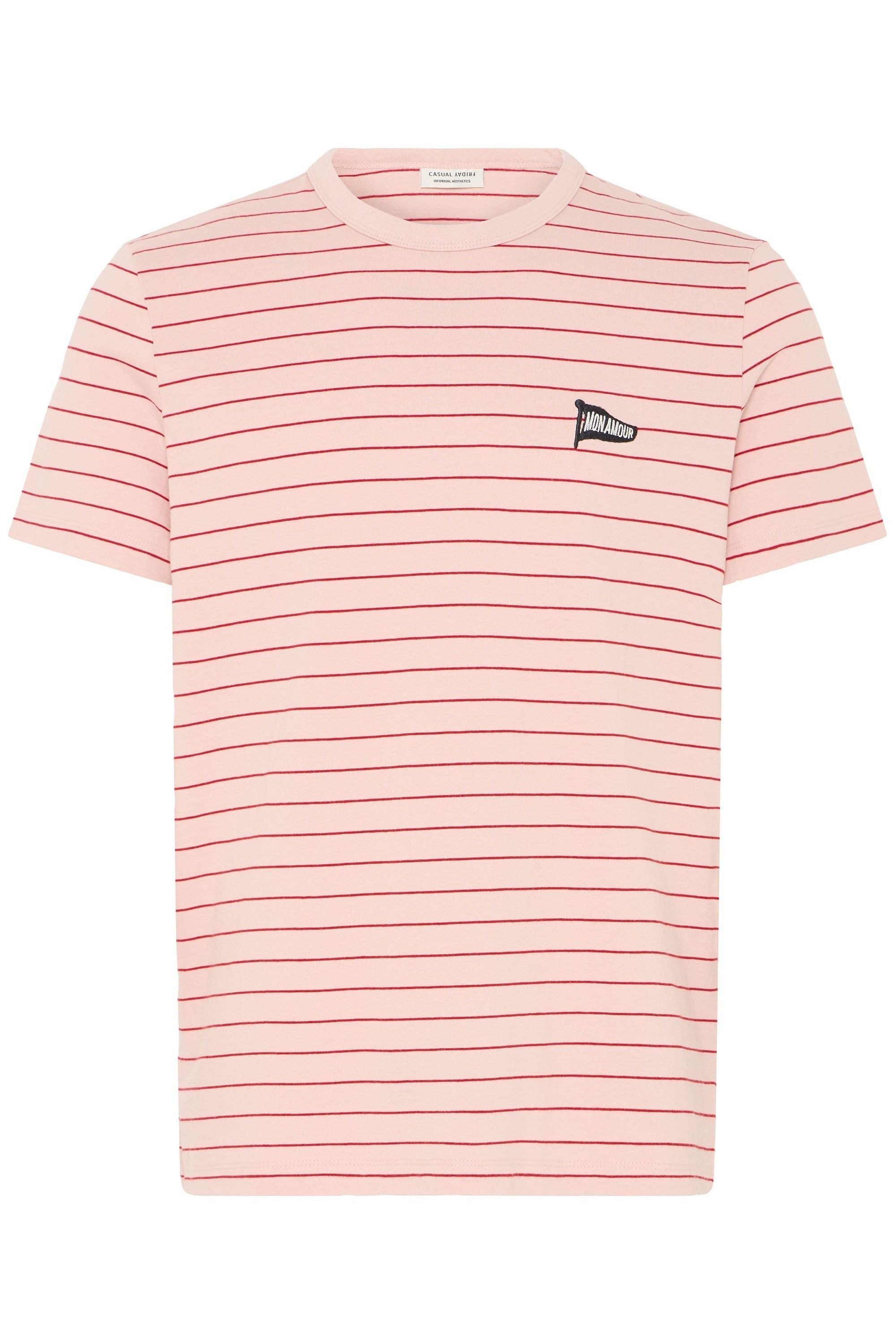 Casual Friday Rundhalsshirt CFTangen Gestreiftes T-Shirt mit dezentem Stick-Detail