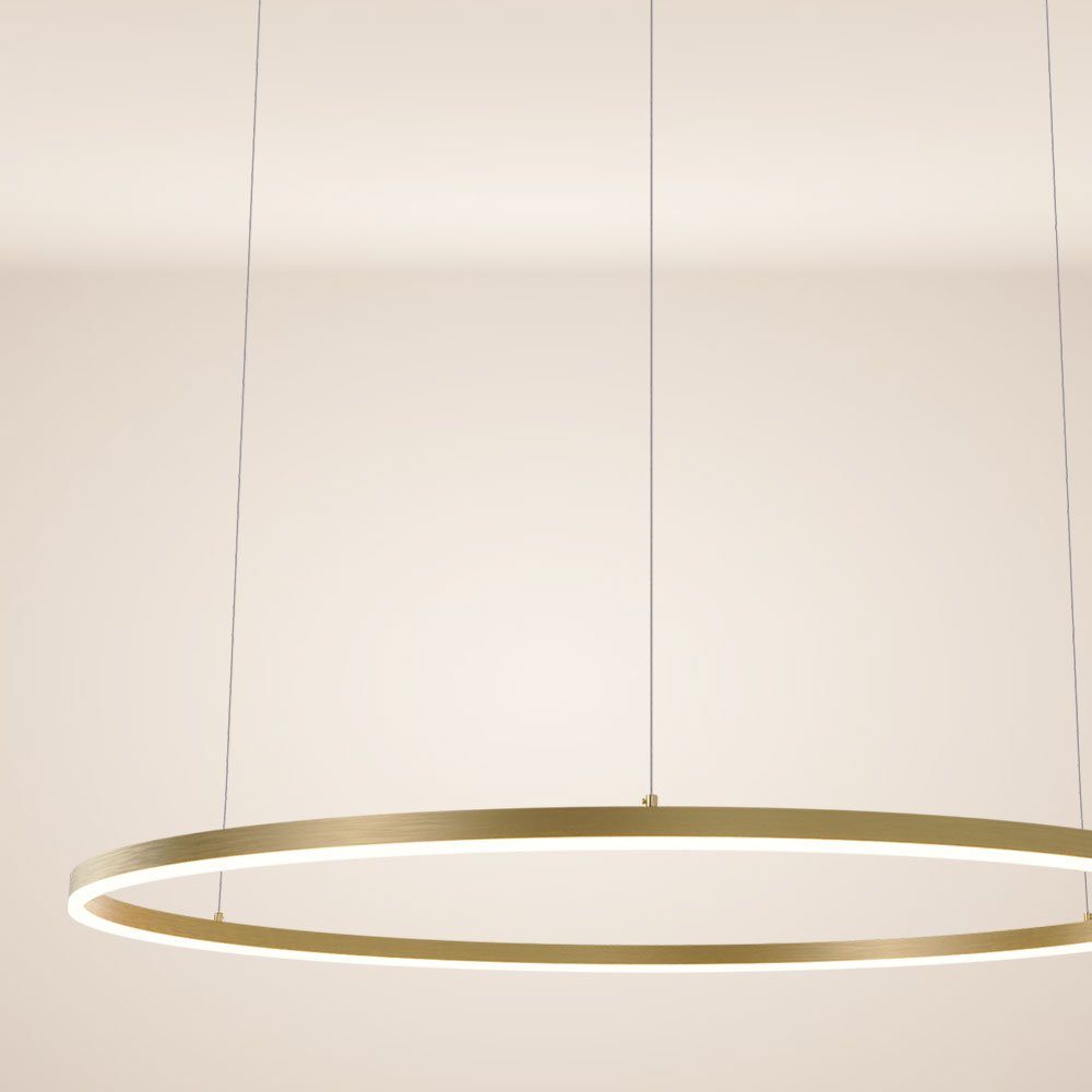 s.luce Pendelleuchte LED Pendelleuchte Ring 120 5m Abhängung Gold, Warmweiß