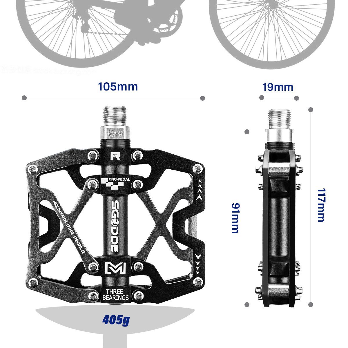 Fahrrad (1 Plattform Pedal, SGODDE Citytrad) MTB, Rennrad, Paar BMX, für Flachpedal Fahrrad Fahrradpedale