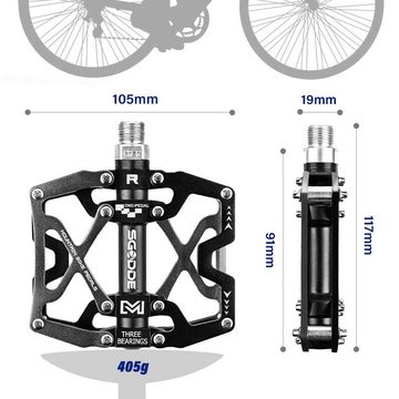 SGODDE Fahrradpedale (1 Paar Fahrrad Pedal, Fahrrad Plattform Flachpedal für BMX, MTB, Rennrad, Citytrad)