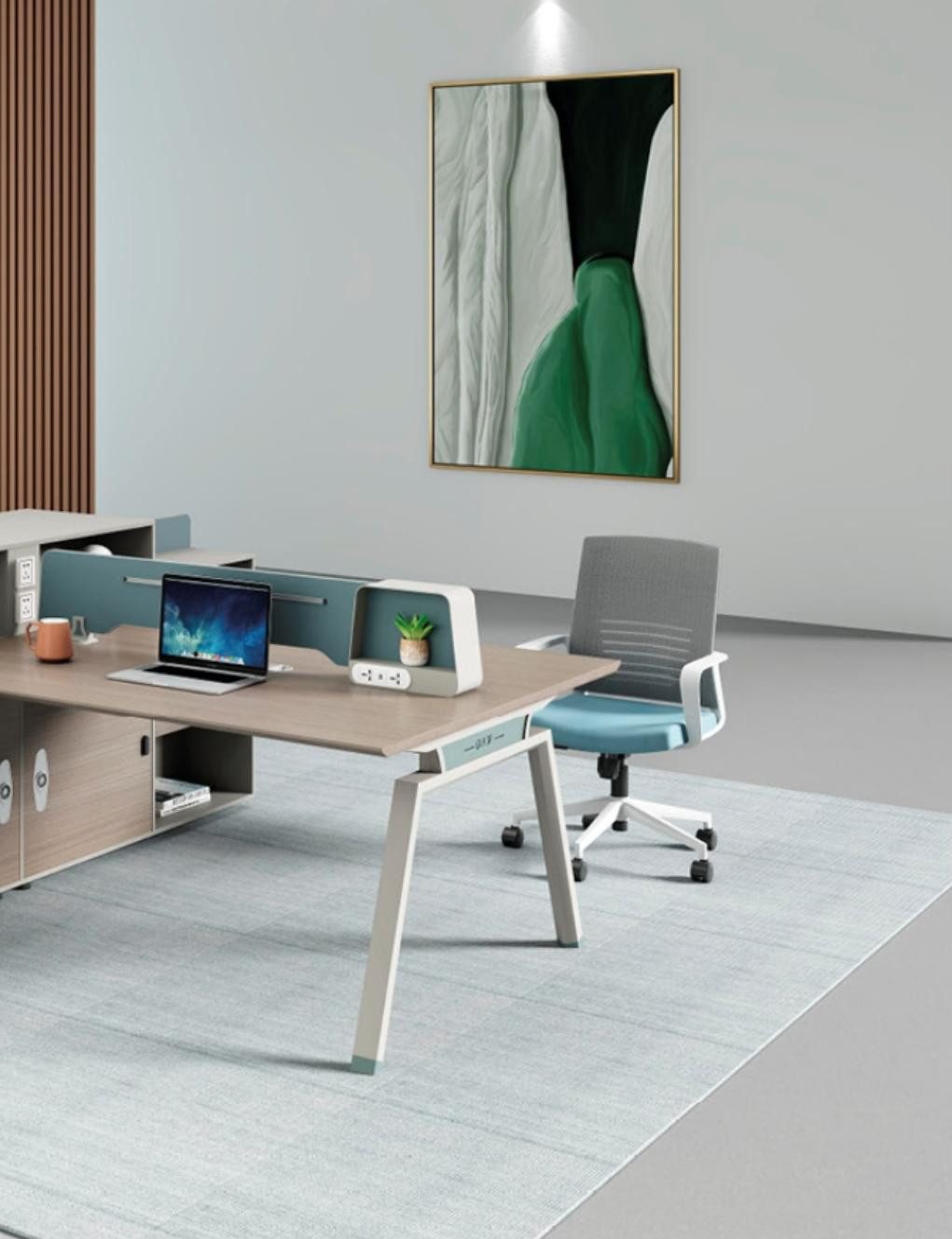 Xlmoebel Büromöbel-Set Coworking Schreibtisch für flexible Teamarbeit, (Schreibtisch mit Bücherregal), Hergestellt in Europa