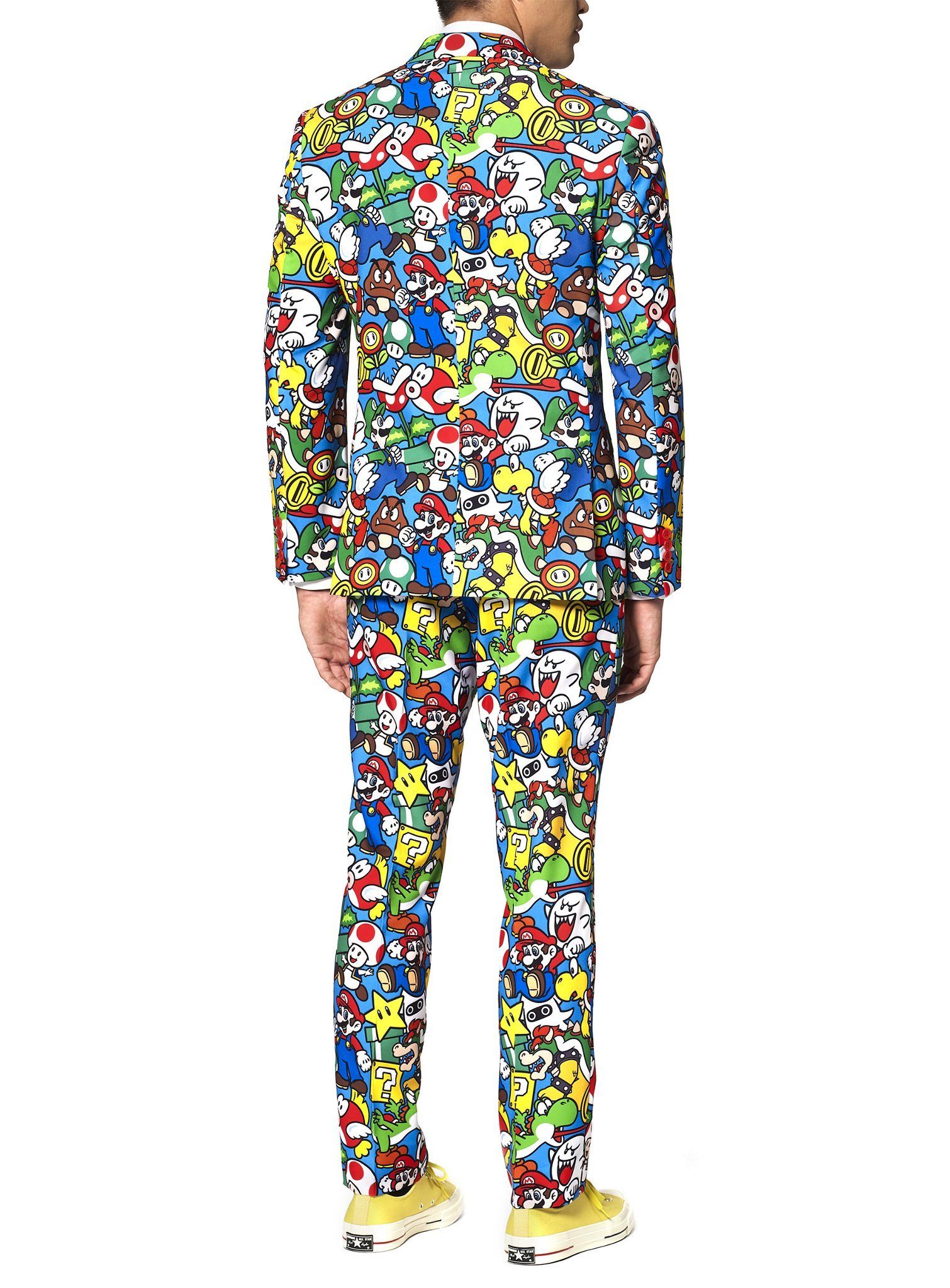 Opposuits Partyanzug Super Mario Partyanzug Karneval Faschingskostüm, Super Mario, super Anzug, super bunt.
