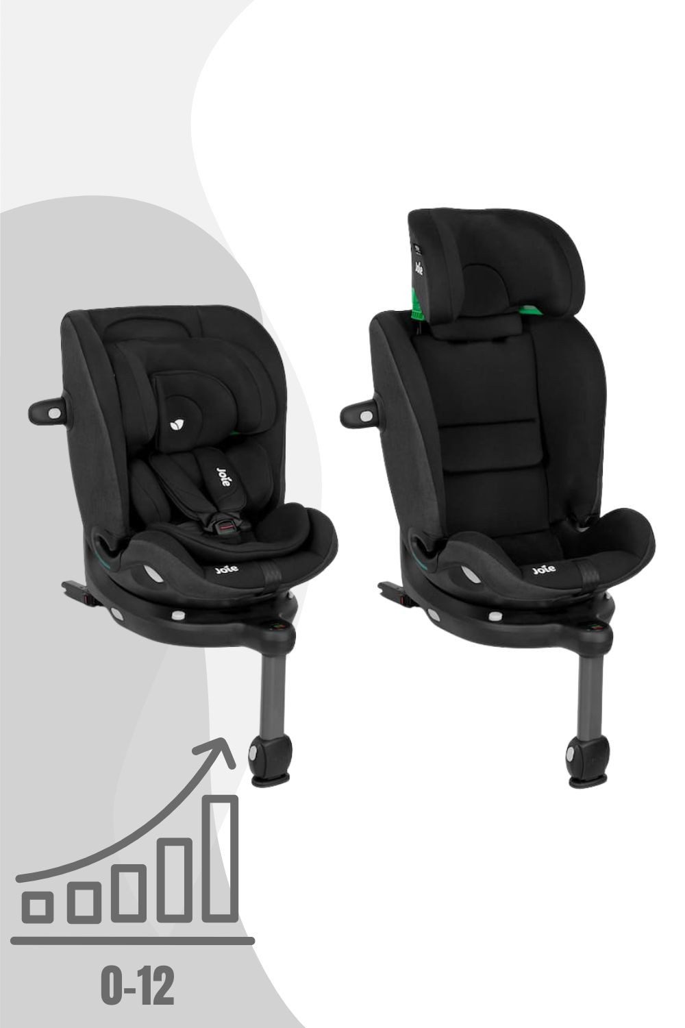 Joie Autokindersitz i-Spin 360 max - 4-in-1 drehbarer Kindersitz (40 bis 150 cm), Integrierte ISOFIX-Basis, Booster mit 3-Punkt-Gurt von 100 bis 150 cm