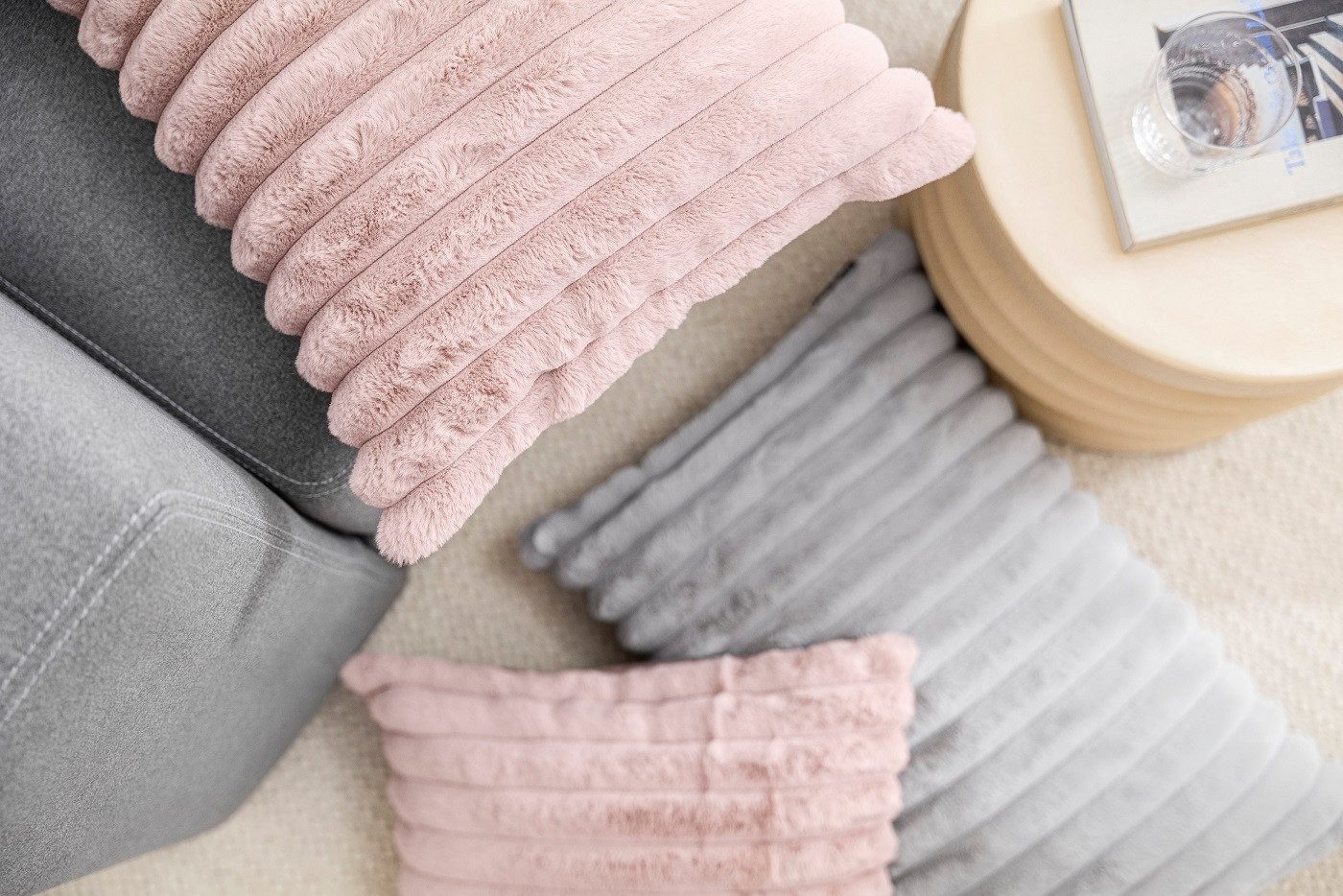 Magma Heimtex Kissenbezug Fellimitat dicke Streifen flauschig weich samtig günstig online kaufen