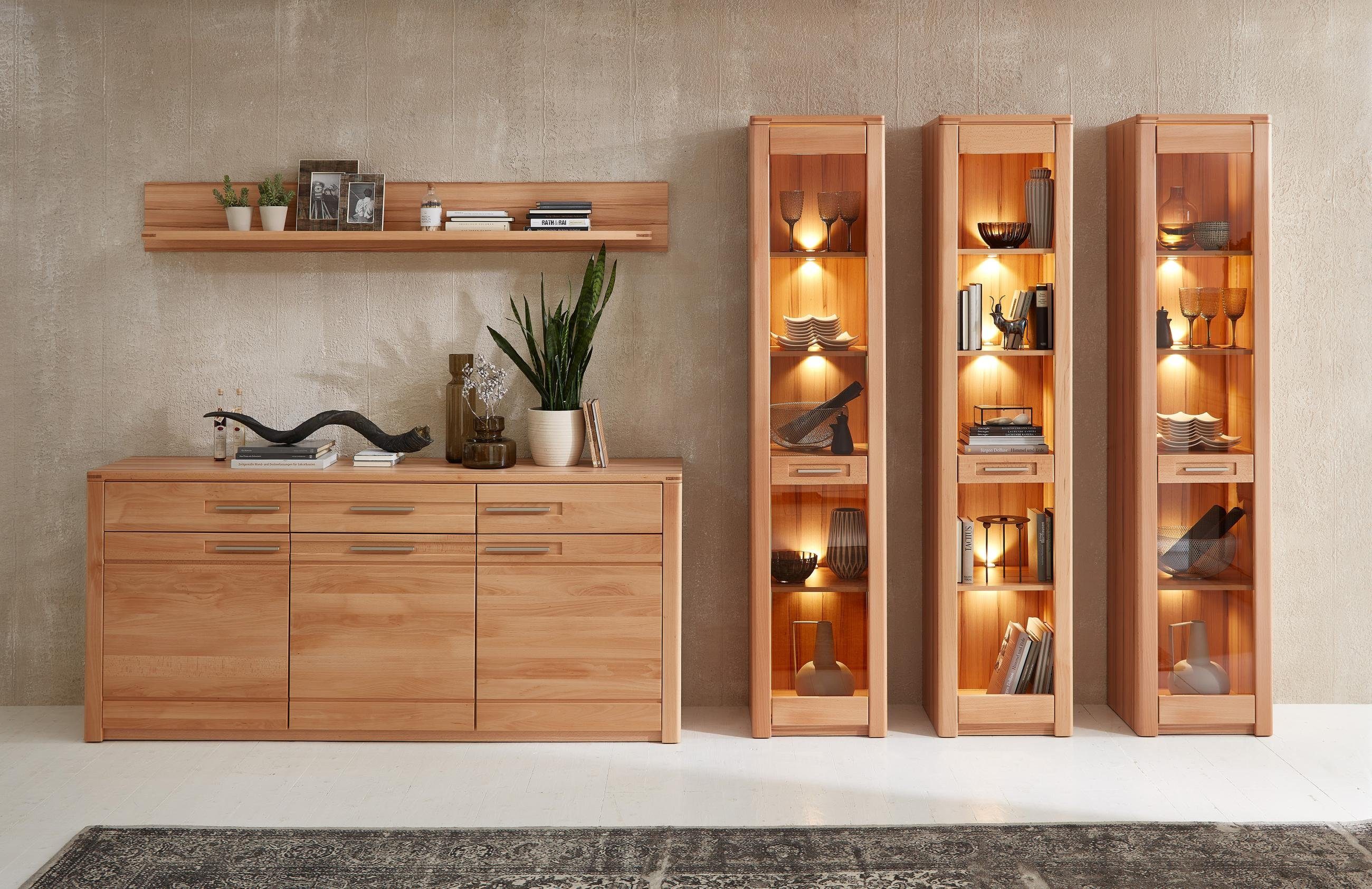 Innostyle Vitrine Regal NATURE ONE Front Kernbuche Massivholz - mit LED Bel günstig online kaufen