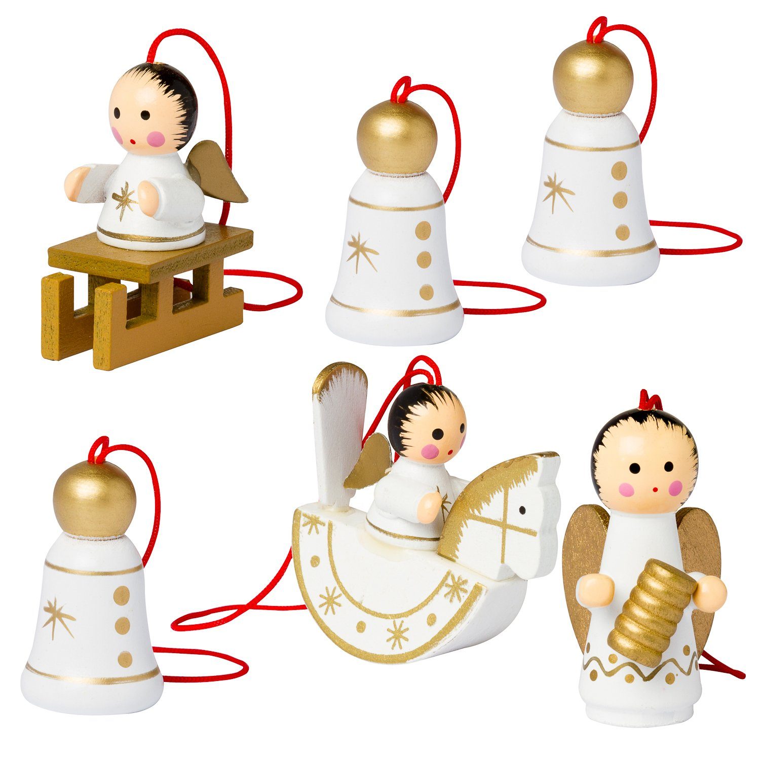 BRUBAKER Christbaumschmuck Christbaumanhänger Set Engel und Glocken (6-tlg) günstig online kaufen