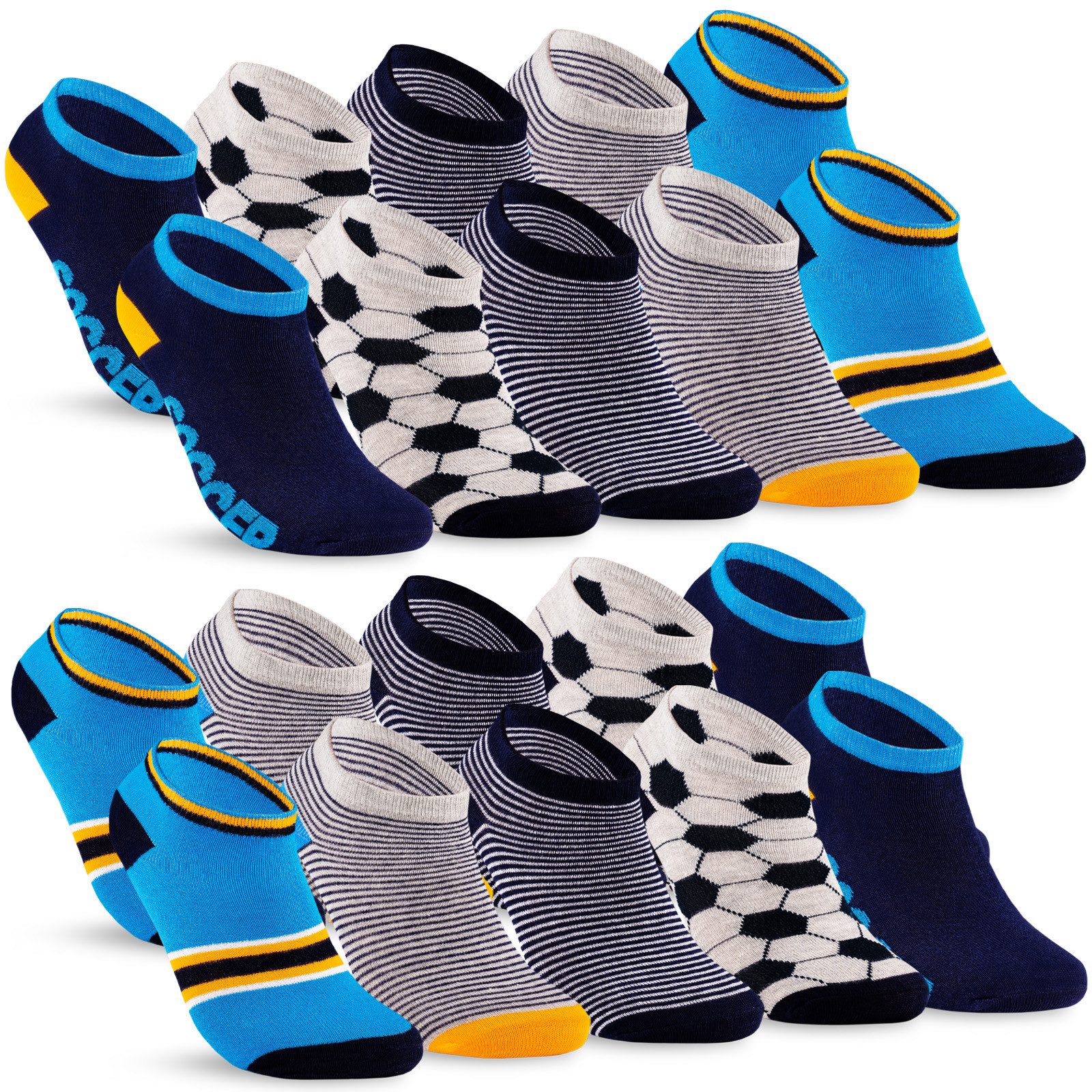 sockenkauf24 Sneakersocken 10 Paar Kinder Sneaker Socken Jungen & Mädchen Baumwolle Kindersocken (56550, 23-26) WP