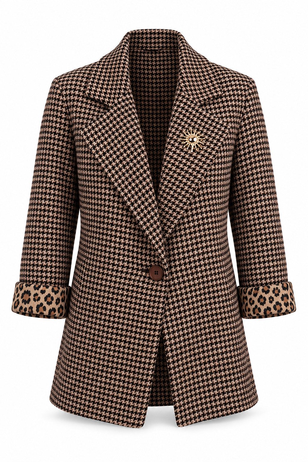 ITALY VIBES Jackenblazer - Modischer Wollmix-Blazer mit Reverskragen und Musterdetails für Dame ONE SIZE - passend für Größen M bis L