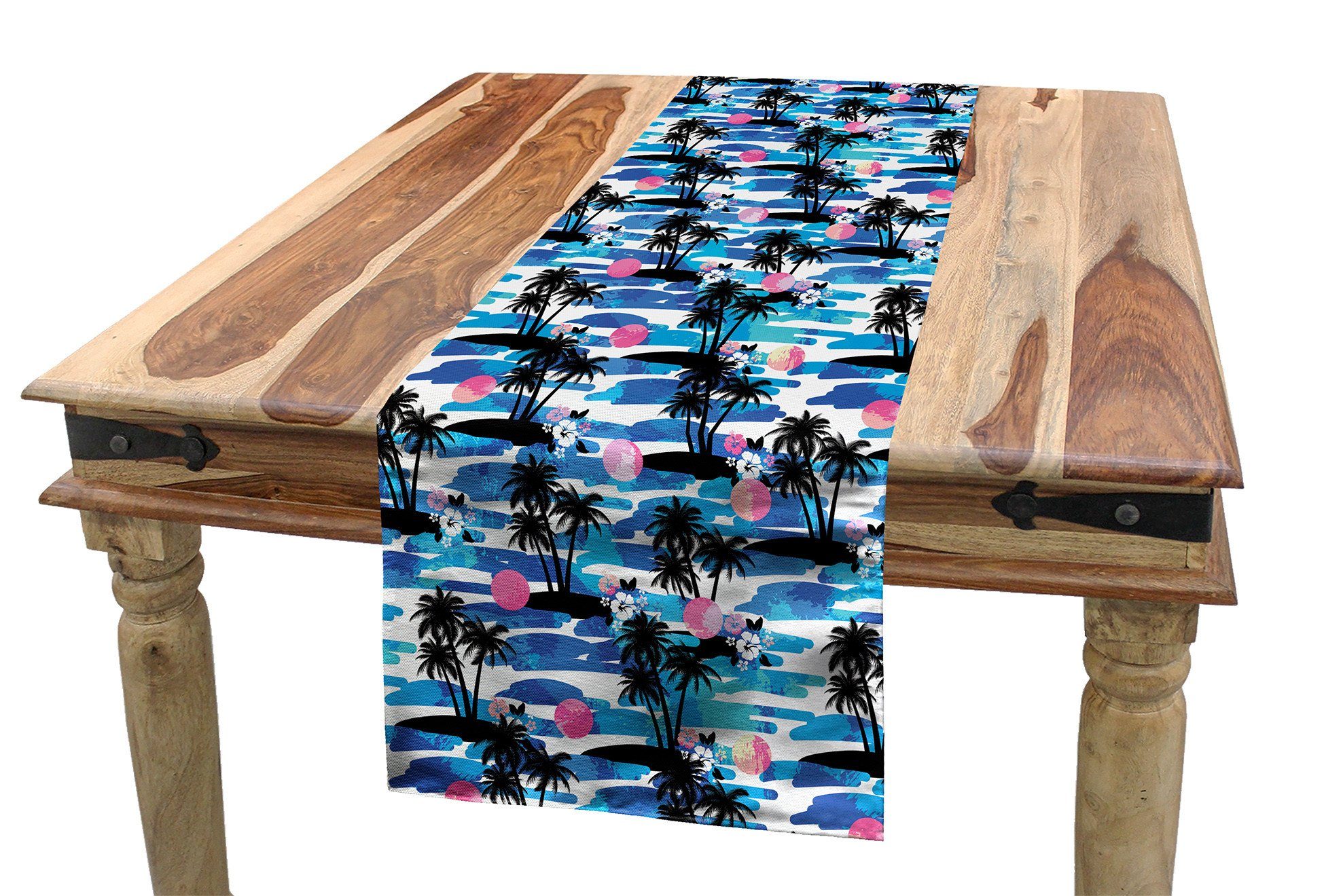 Abakuhaus Tischläufer Esszimmer Küche Rechteckiger Dekorativer Tischläufer, Tropisch Hawaiian Aloha Konzept