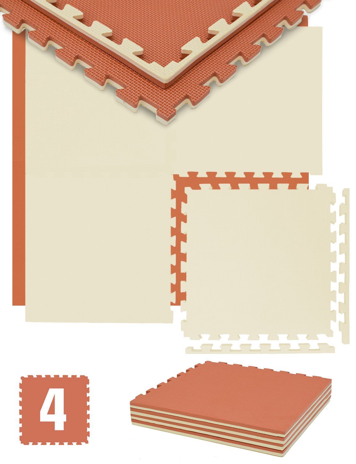 eyepower Fitnessmatte für Zuhause - 1 m² Trainingsmatte mit Rand - 4 Große Home Gym Matten, 50 x 50 x 2 cm Bodenschutzmatte Sport & Gymnastik - Optische Mängel