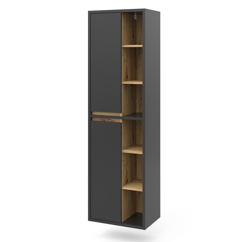 Vicco Hochschrank Viola, Anthrazit/Artisan-Eiche, 50 x 170 cm mit Türen, und offenen... (1-St)