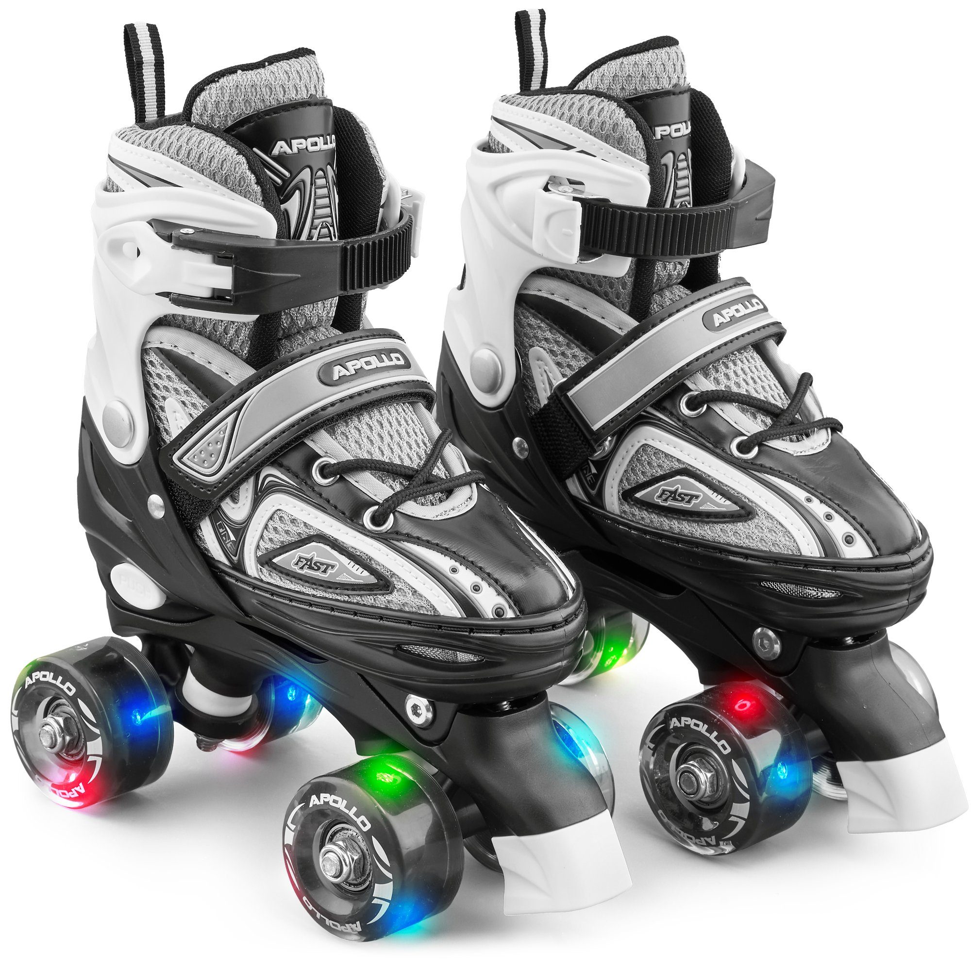 Apollo Rollschuhe LED Rollschuhe größenverstellbar Super Quads X-Pro,  größenverstellbare Roller Skates für Mädchen und Jungen - Größen 31-42