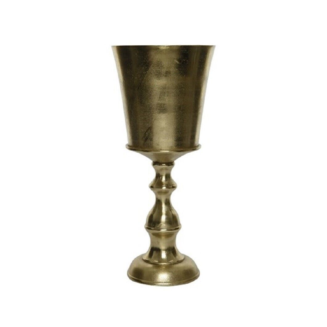 Kaemingk Dekovase Vase Pokal Gold rauhes Finish Aluminium Gold Ø 24 x 55 cm