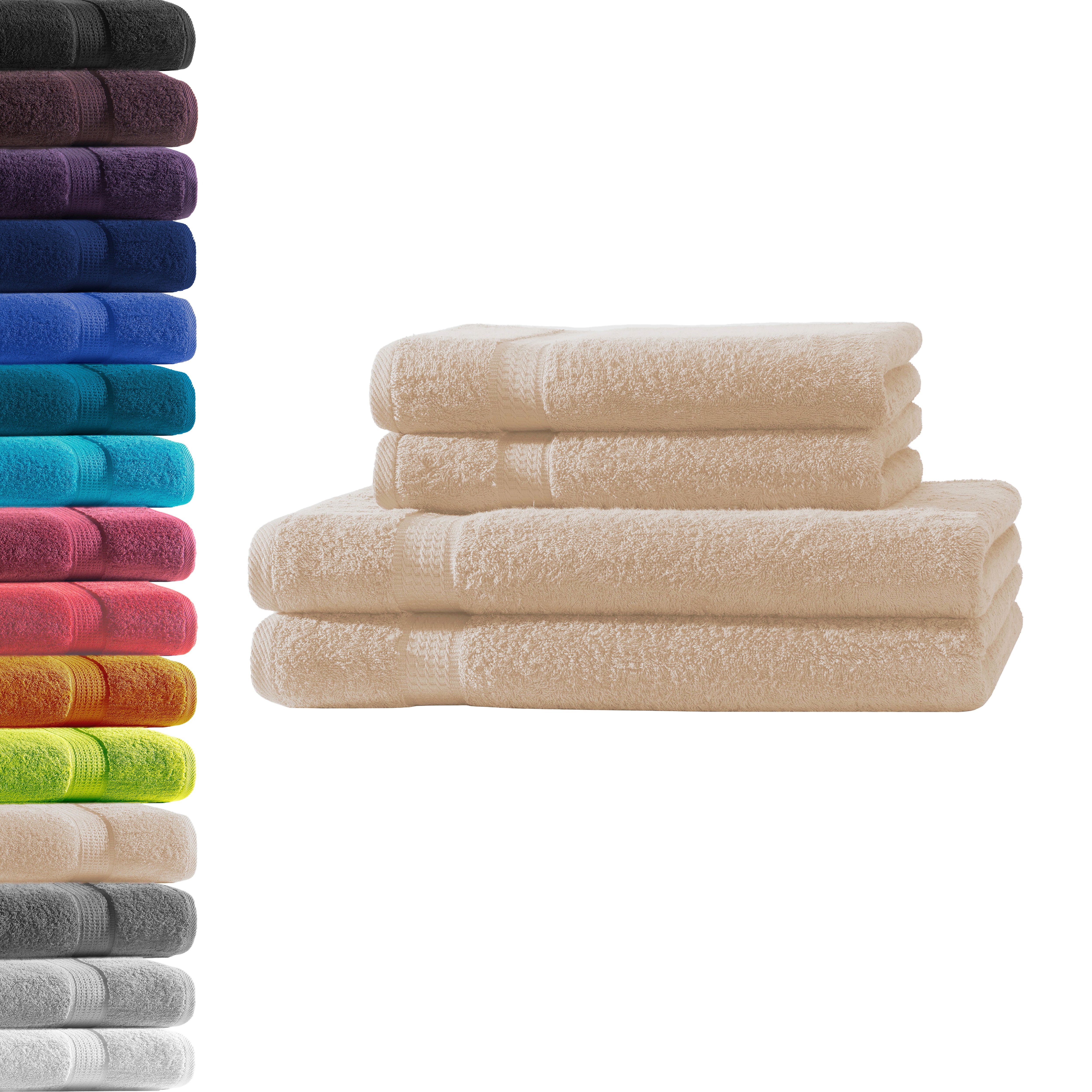 Hometex Premium Textiles Handtuch in Premium Qualität 500 g/m², Feinster Frottier-Stoff 100% Baumwolle, 2x Duschtuch + 2 Handtuch, weich, saugfähig, extra schwer & flauschig