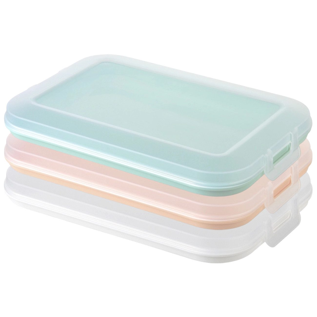 Engelland Frischhaltedose Aufschnittdosen für den Kühlschrank, Aufschnittboxen, PP-Kunststoff, BPA-frei, (Vorteils-Set, 3-tlg., mit transparentem Deckel), stapelbar, platzsparend, Ordnung im Kühlschrank, Organizer, Stapelbox