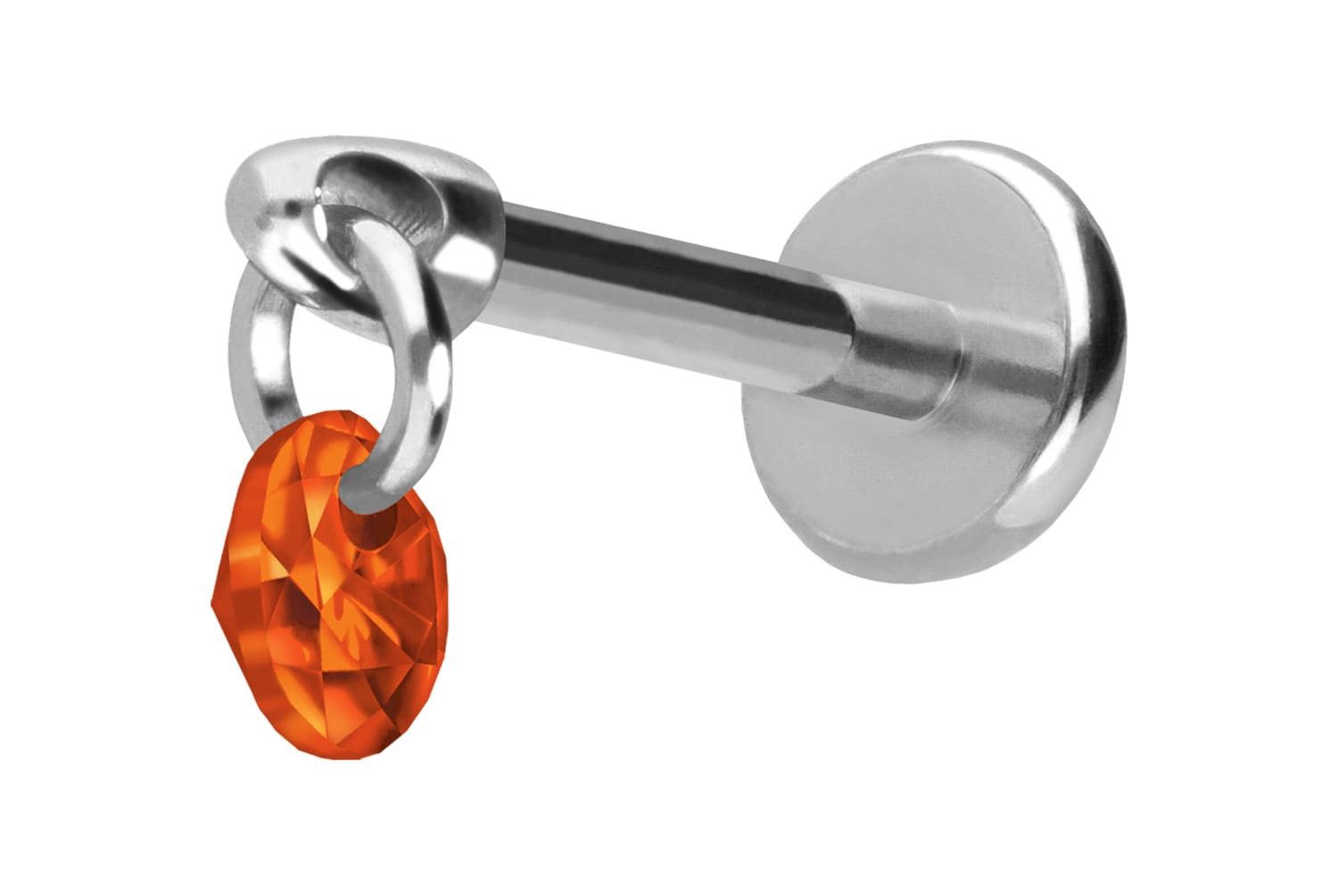 PIERCINGLINE Piercing-Set Titan Labret mit Push Fit RUNDER KRISTALL (Labrets, 1-tlg)