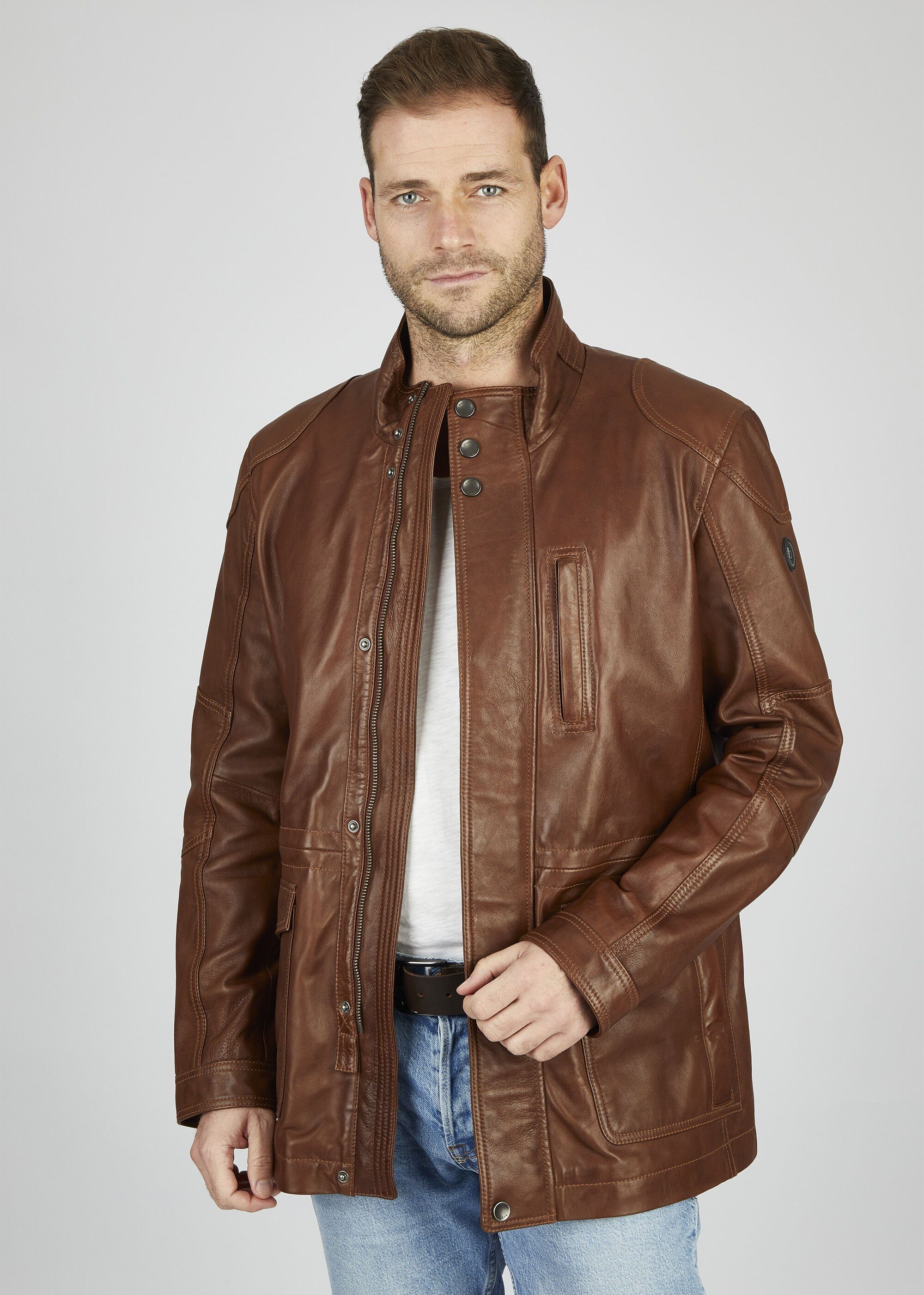 bugatti Lederjacke BUANDIAMO (1-St) mit Druckknopfleiste günstig online kaufen