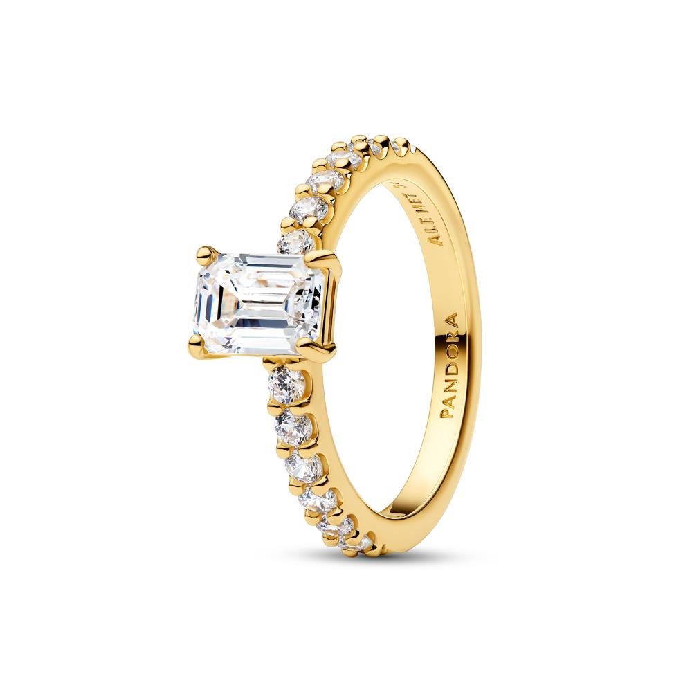Pandora Fingerring Siegelring für Damen Mom, Zirkonia, IP Gold von PANDORA Moments