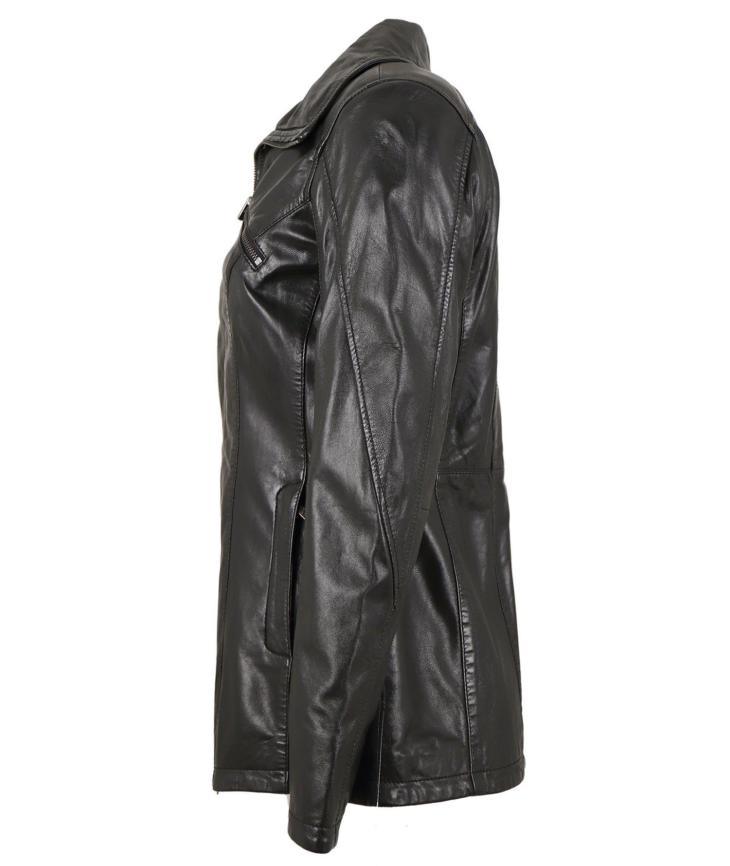 Jilani Lederjacke Aroa Jilani - Damen Lederjacke Lammnappa schwarz Pflanzli günstig online kaufen