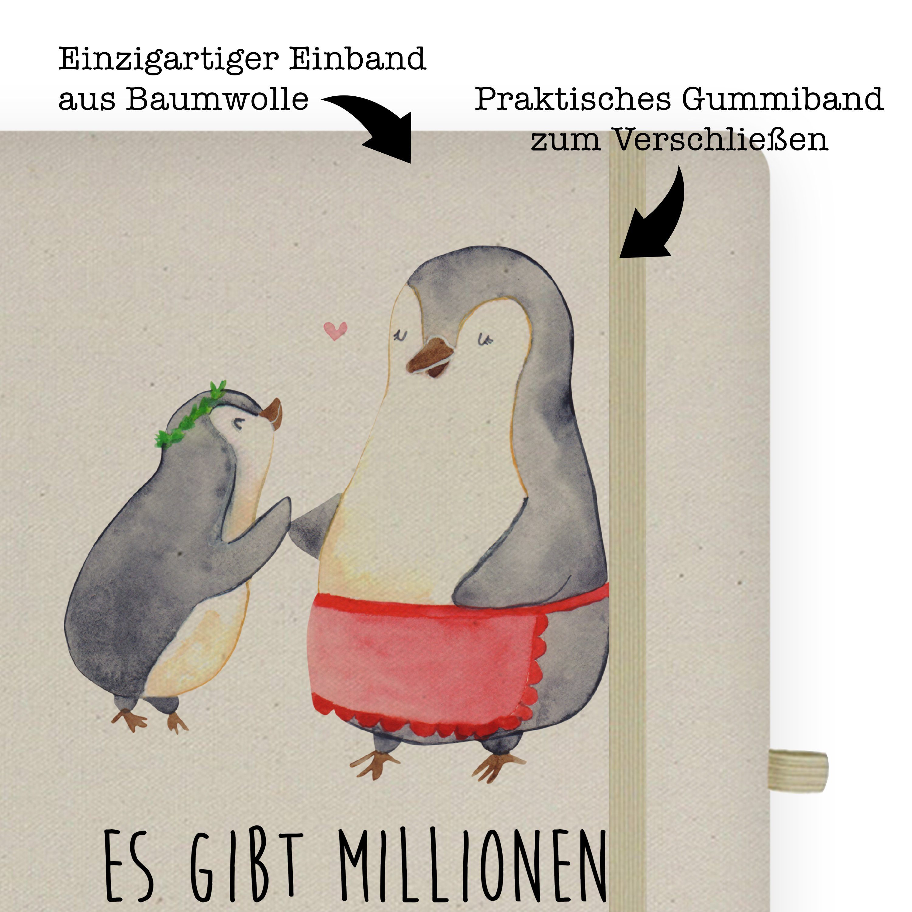 Mr. & Mrs. Panda Notizbuch Pinguin mit Kind - Transparent - Geschenk, Mami, Kladde, Schreibbuch, Mr. & Mrs. Panda