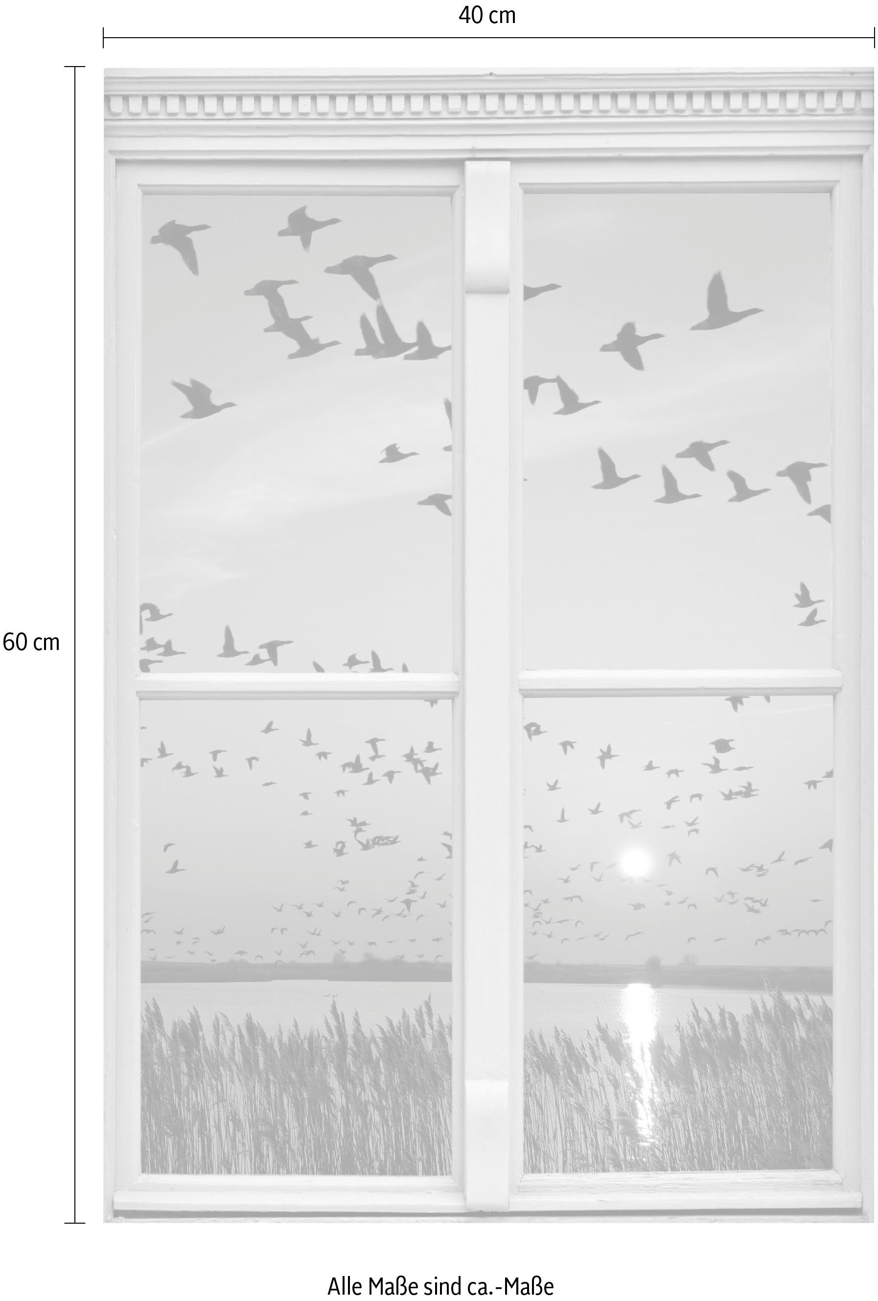 queence Wandsticker Vogelschwarm, Wandsticker, Wandbild, selbstklebend, 3D, Fenster