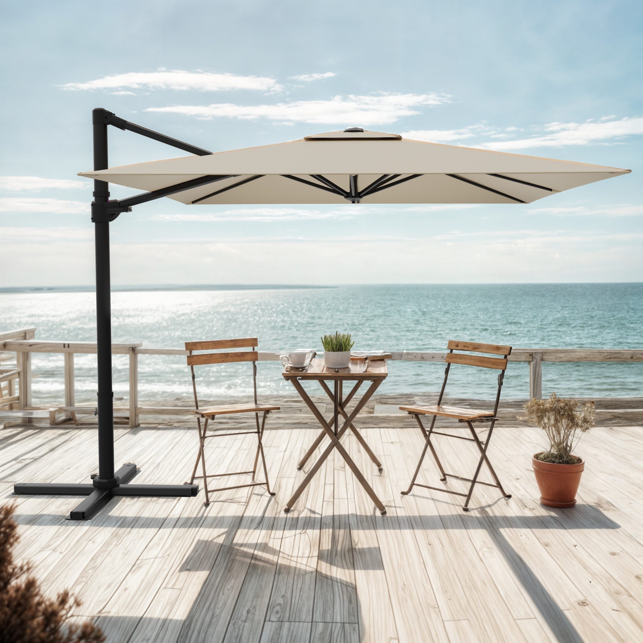 HOMALL Sonnenschirm 300x400 cm Ampelschirm mit Ständer, 360 Grad drehbar, UV-Schutz 50+, 300*400CM, φ330CM, 270*270CM, Gewicht 18-28KG, faltbar, geeignet für Garten, Terrasse, Schwimmbad