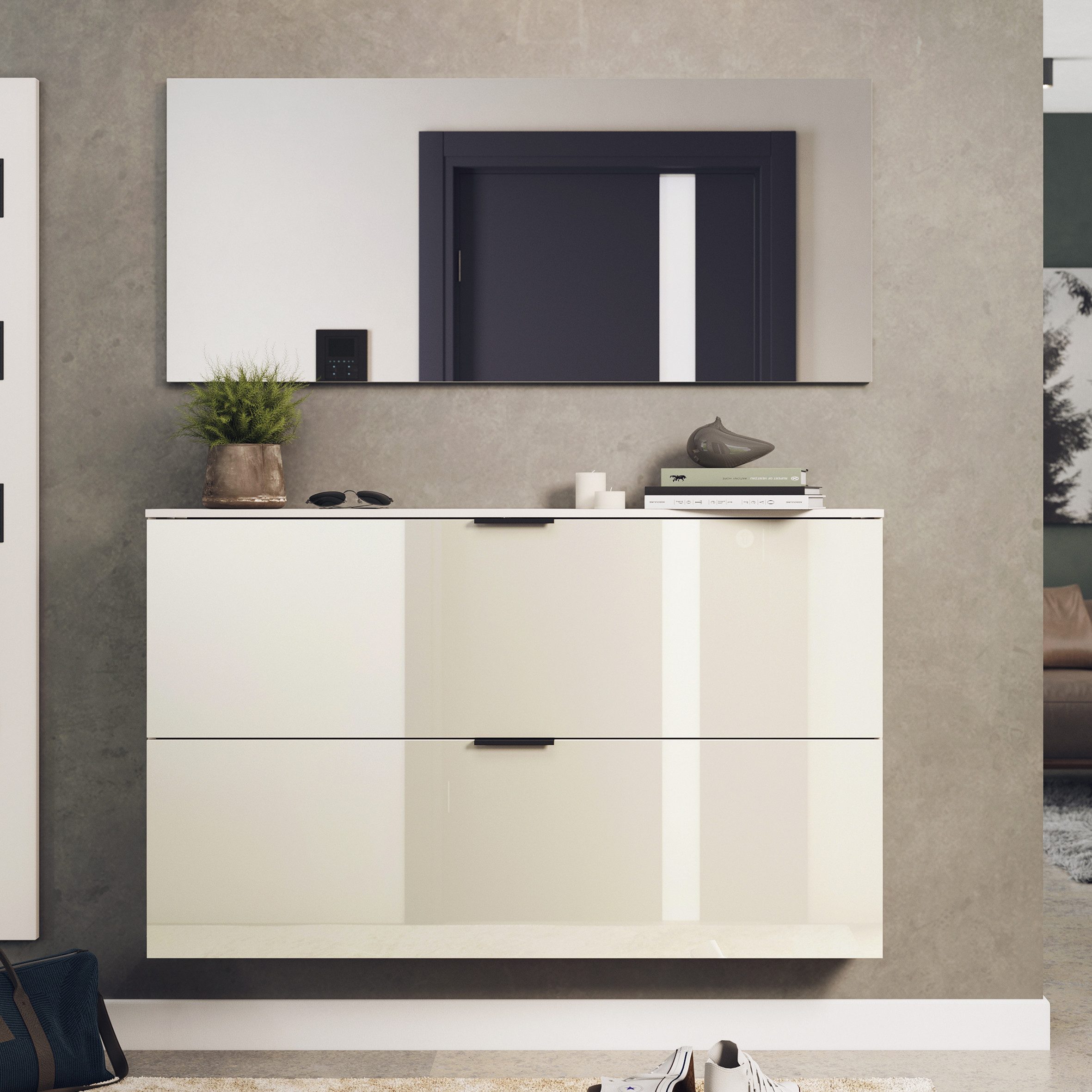 GERMANIA Garderoben-Set Valega, (2-St), inkl. Schuhschrank mit Glasfronten und Spiegel