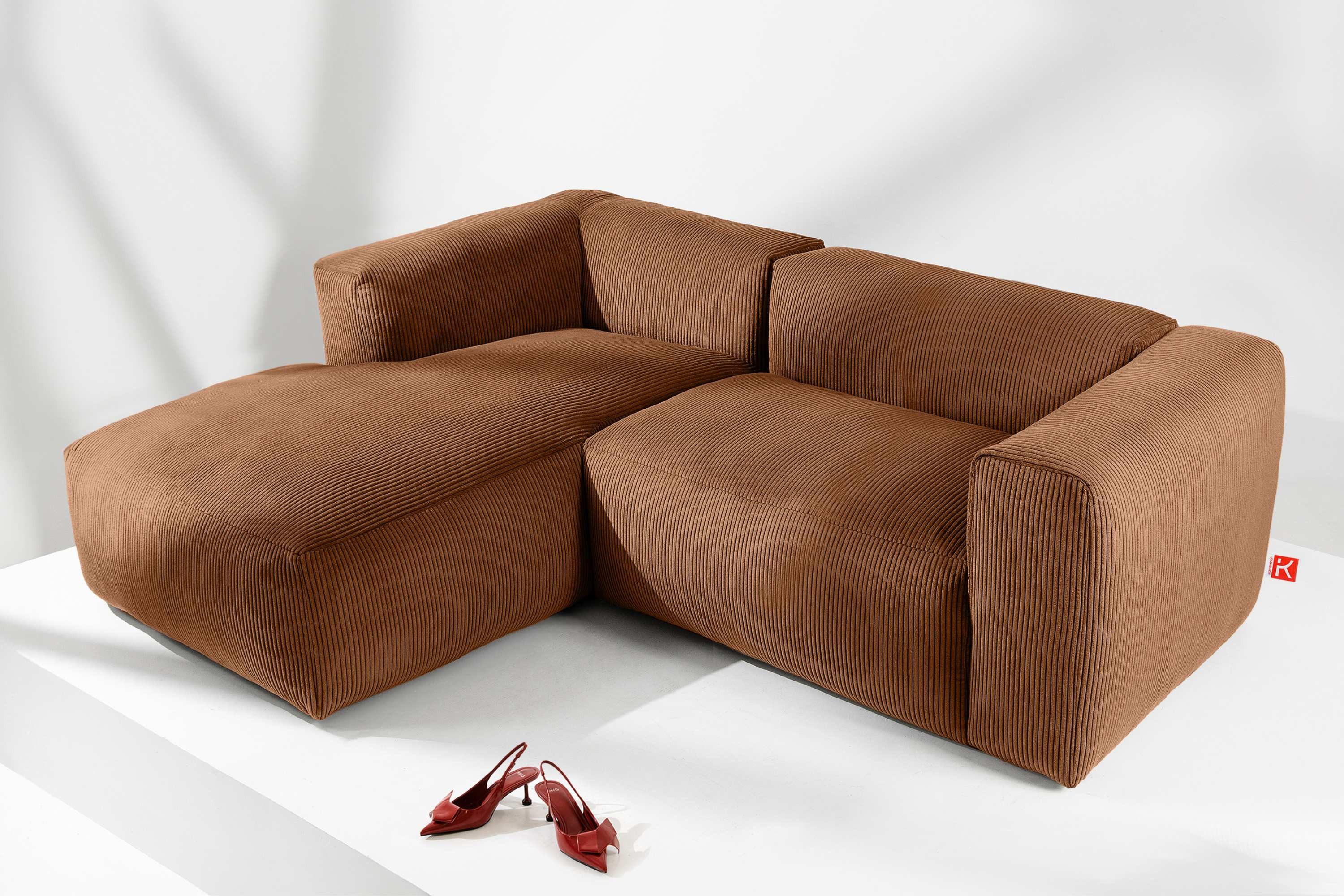 KONSIMO® Ecksofa Links Ecksofa BUFFO, hergestellt in der EU,extrem weicher und bequemer Sitz