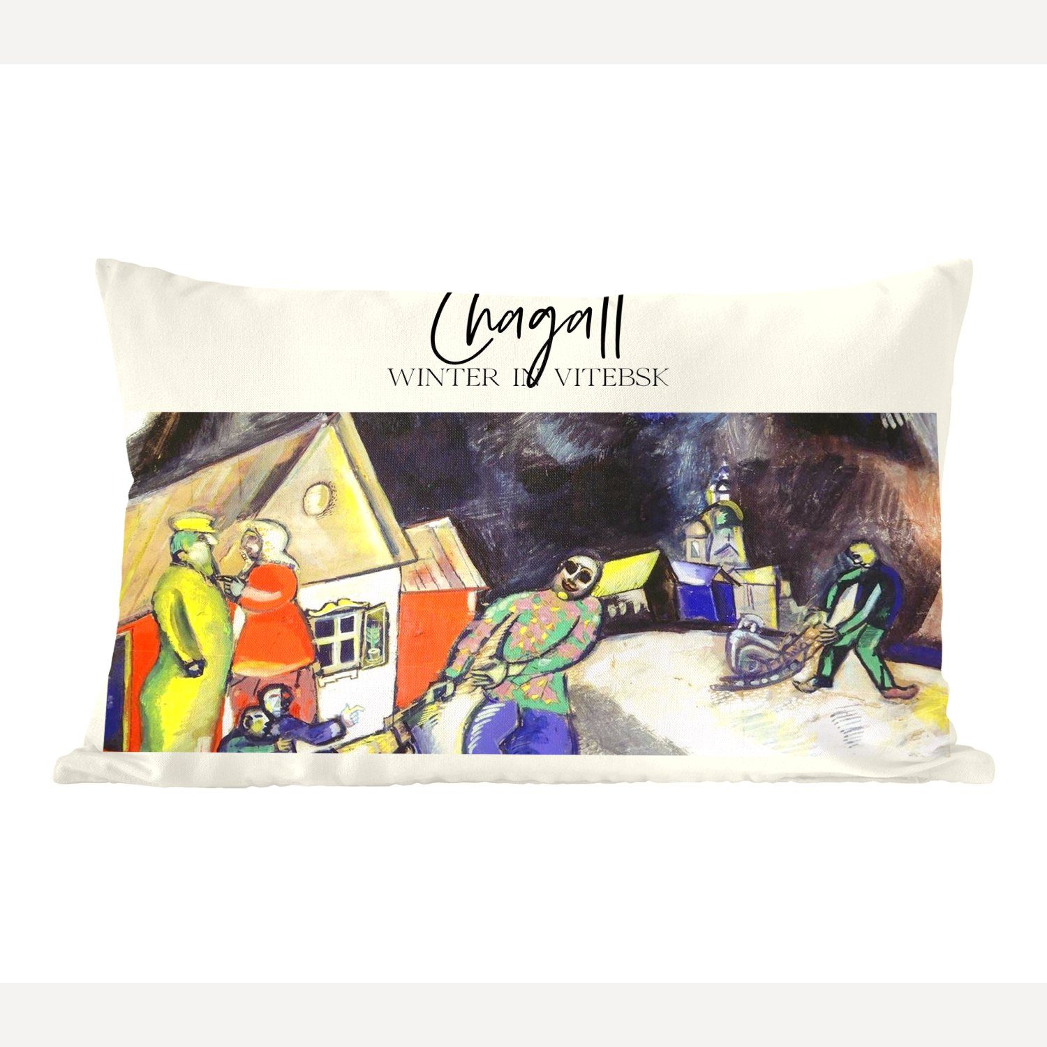 MuchoWow Dekokissen Kunst - Winter in Witebsk - Chagall, Wohzimmer Dekoration, Zierkissen, Dekokissen mit Füllung, Schlafzimmer