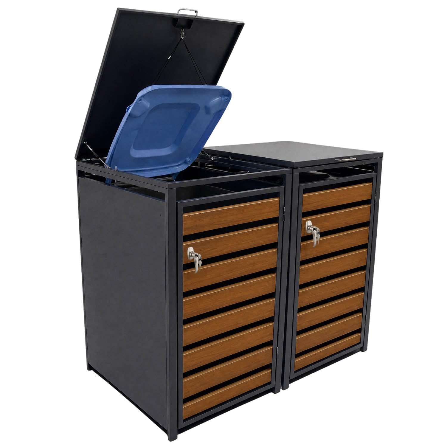 LagerZwei Mülltonnenbox Mülltonnenbox 240 l (Set, 2 St), abschließbar, wetterfest